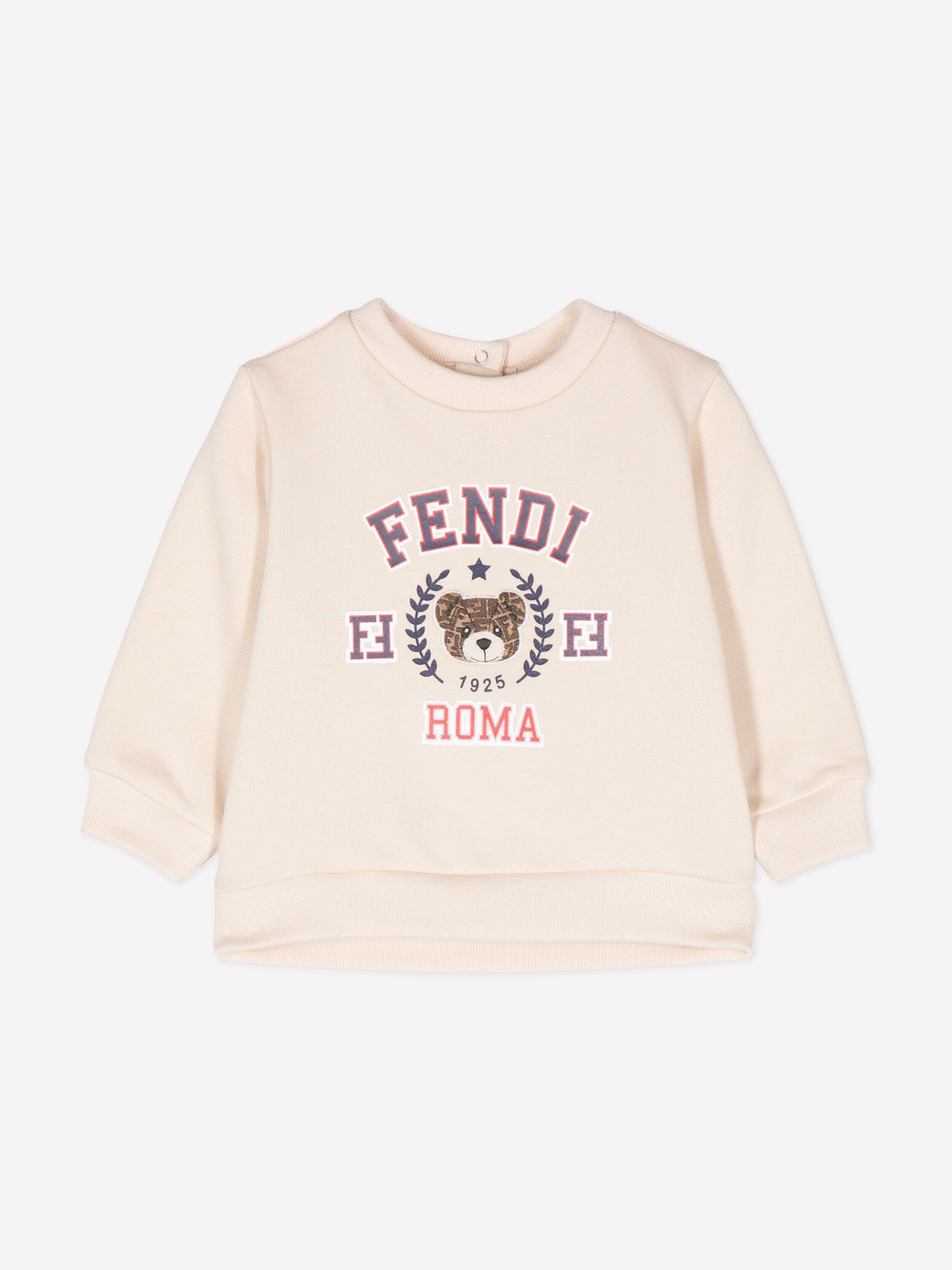 Fendi Baby Logo Sweatshirt in Beige Factory Outlet Cheap Online