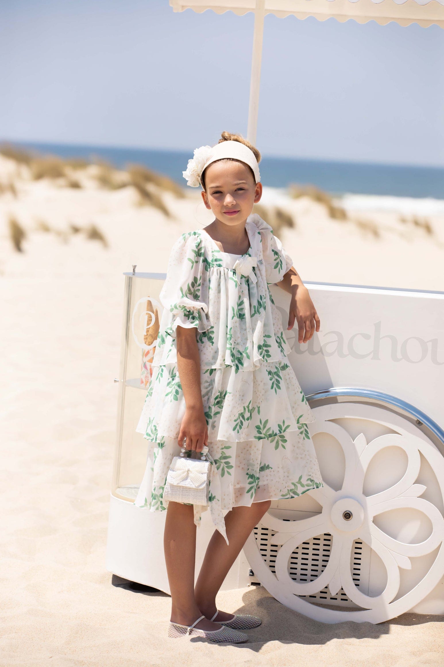 Patachou Girls Floral Party Dress in White Online Online Free Shipping