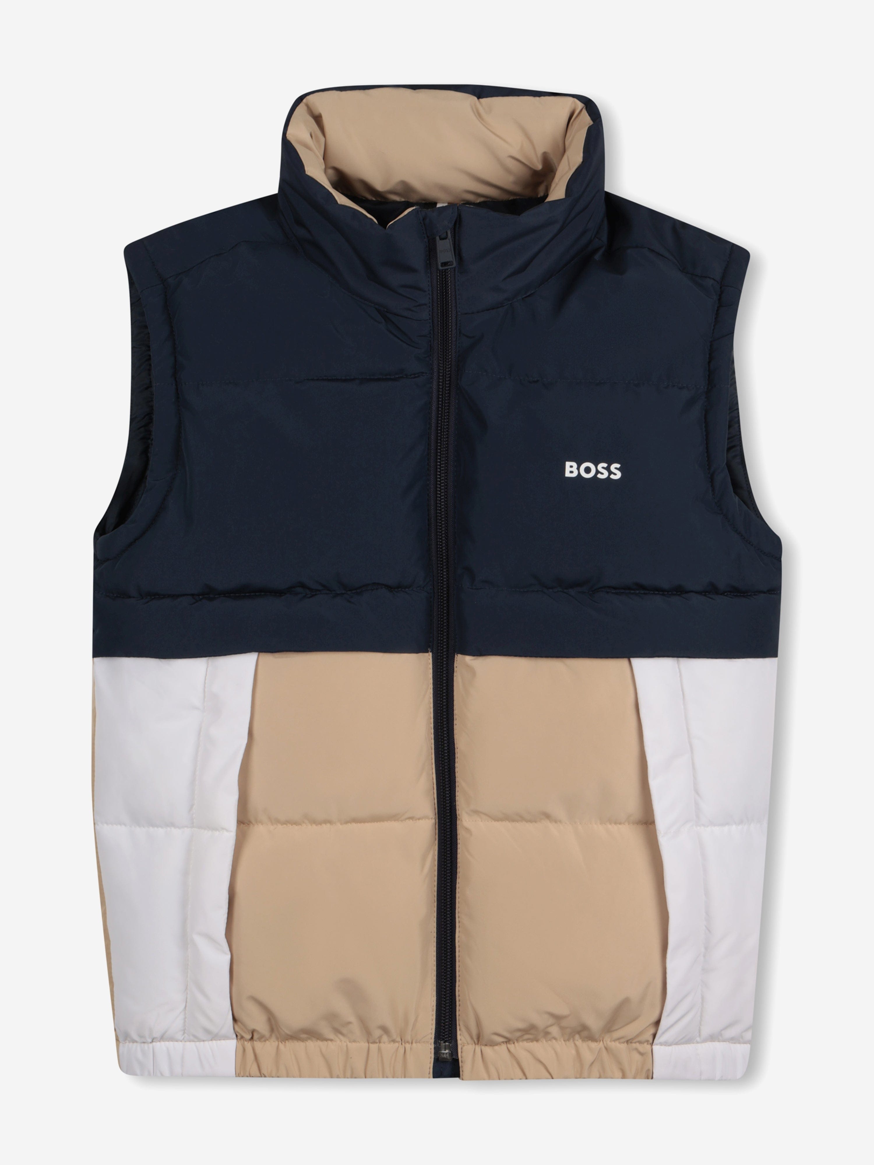 BOSS Boys Down Colourblock Gilet in Navy Cheap Sale 2025 New