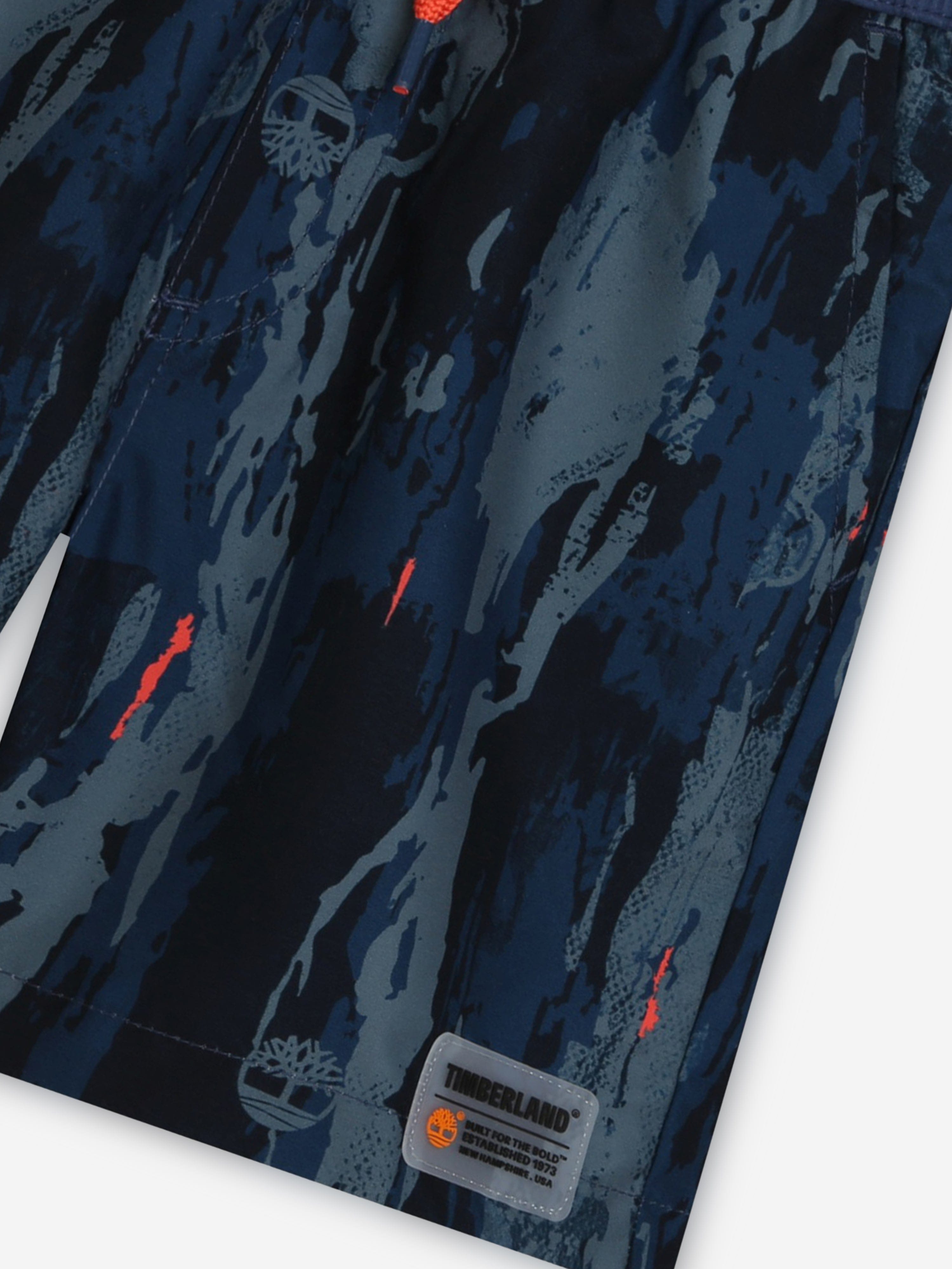 Timberland Boys Patterned Swim Shorts in Blue Outlet Geniue Stockist