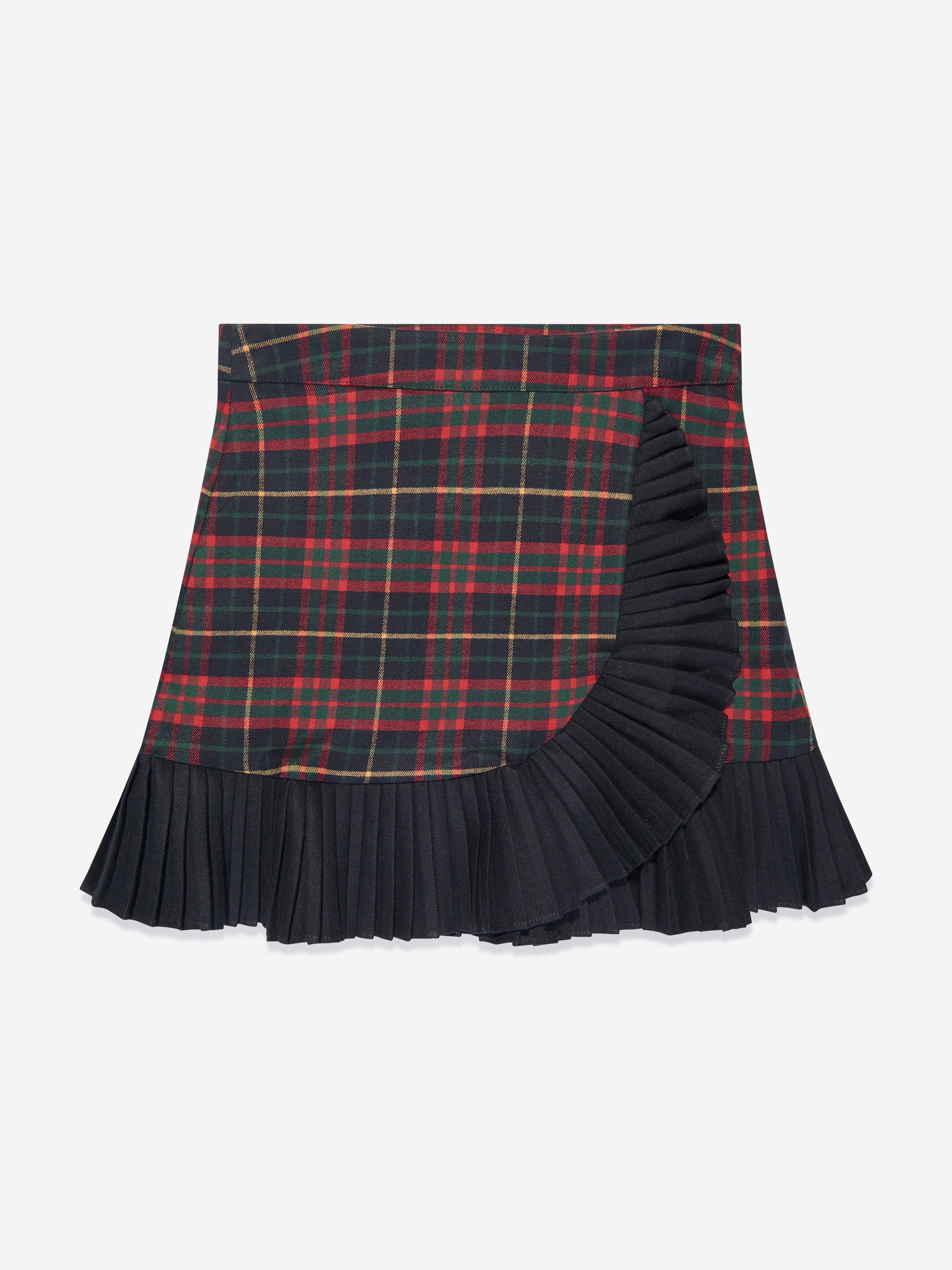 Patachou Girls Tartan Skirt in Navy Discount Professional