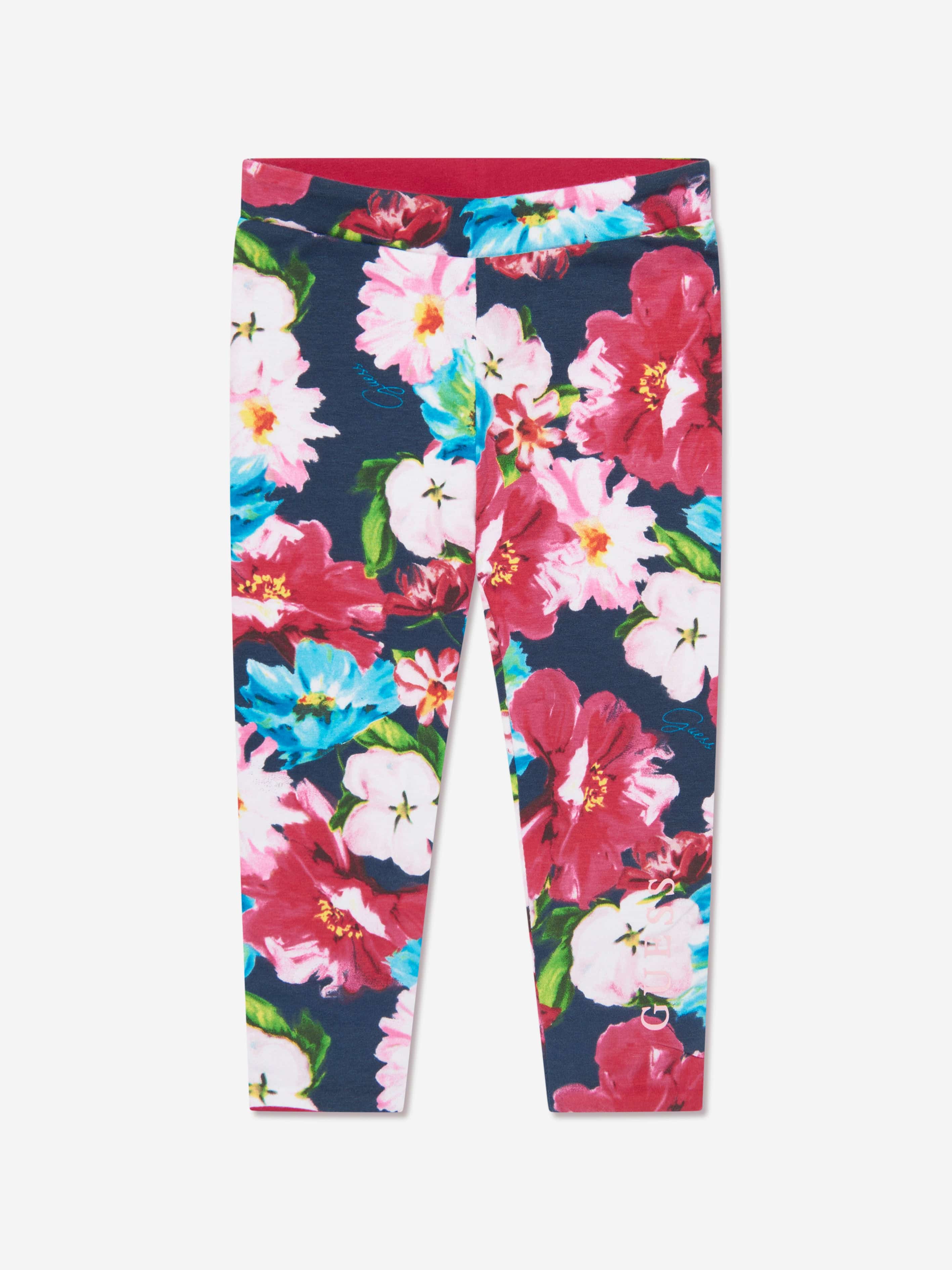 Guess Girls Passion Flower Reversible Leggings in Pink 100% Authentic