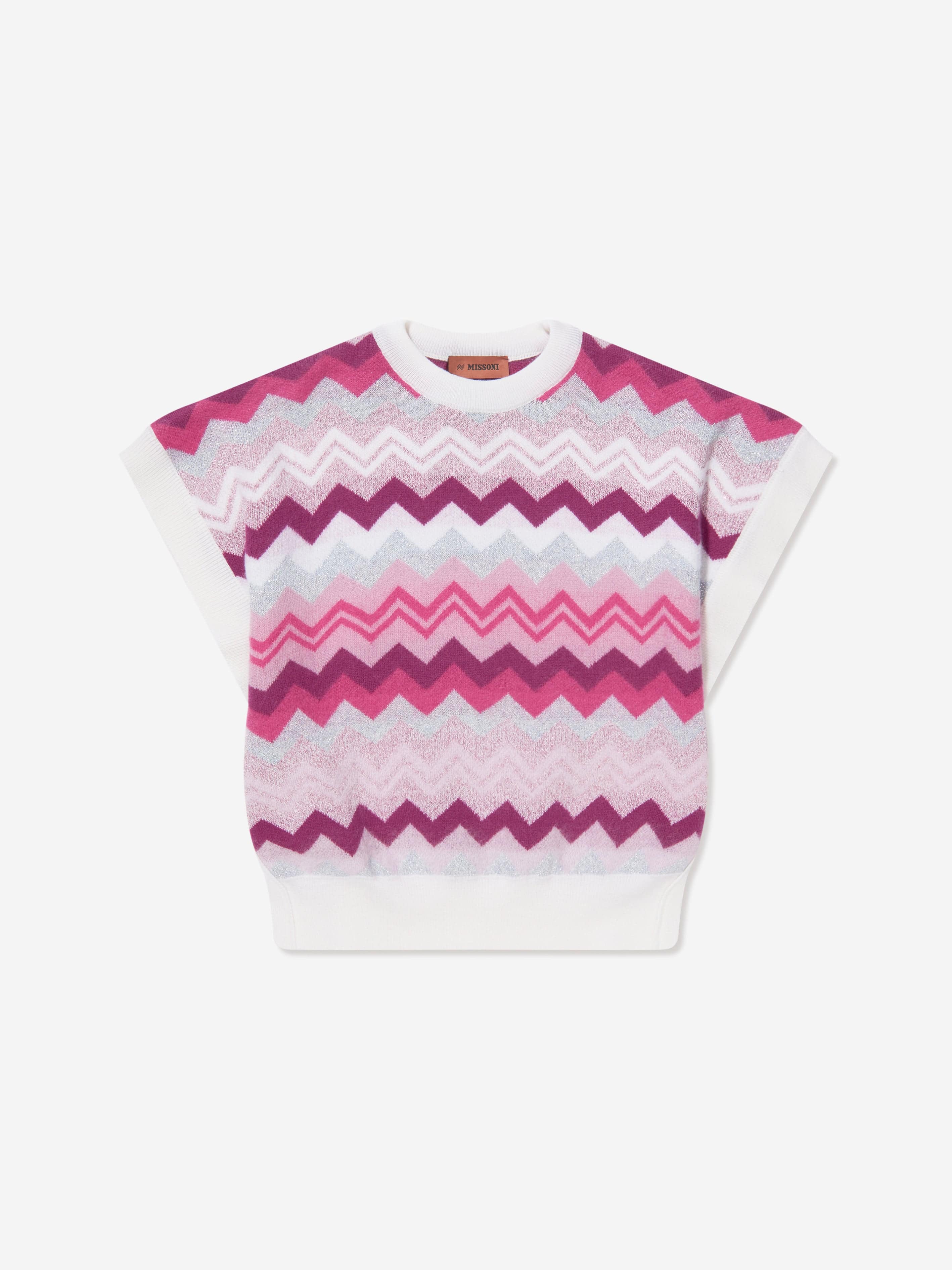 Missoni Girls Zigzag Knitted Vest in Pink Outlet Discount Authentic