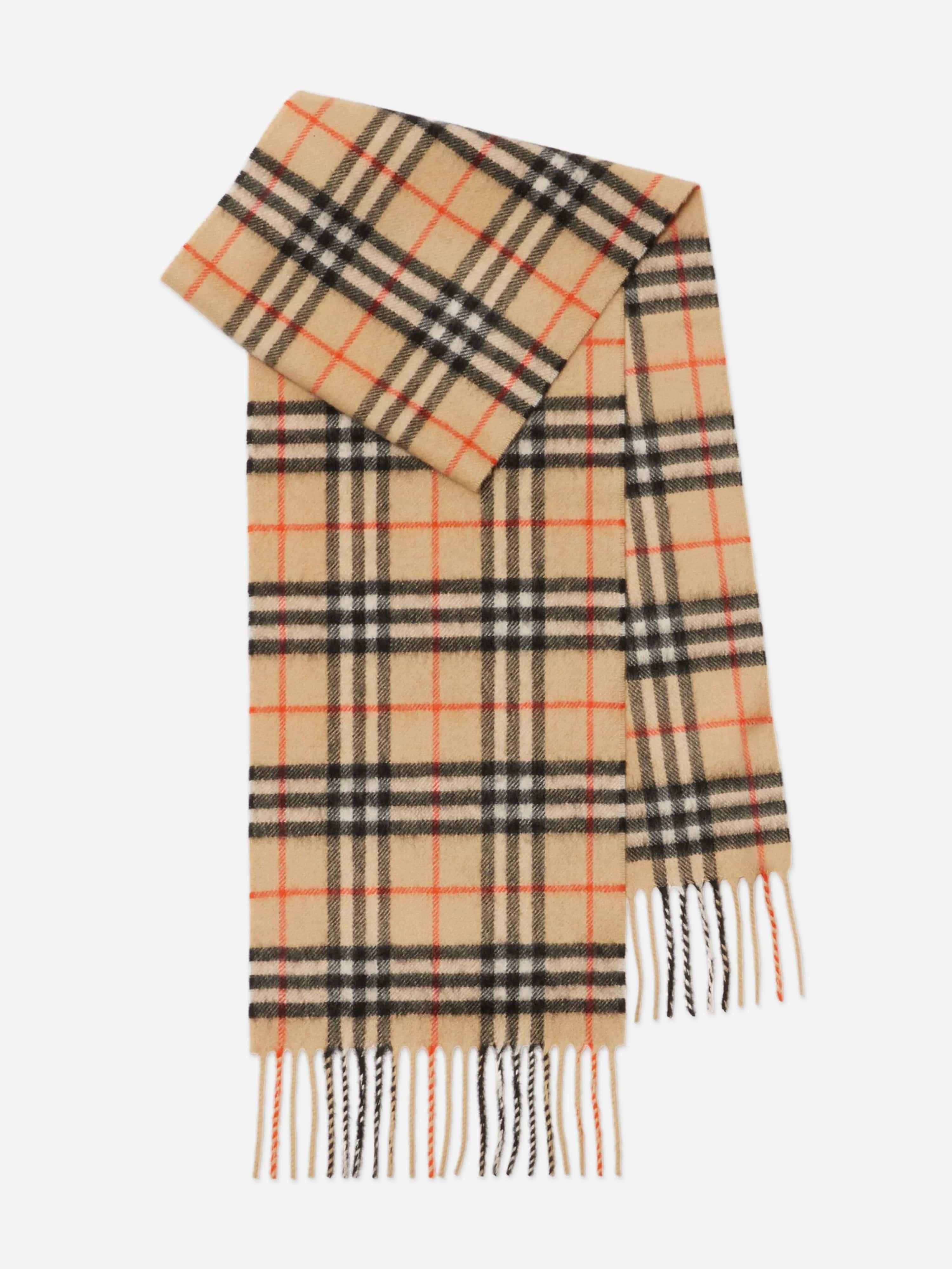 Burberry Kids Check Cashmere Scarf in Beige New Arrival