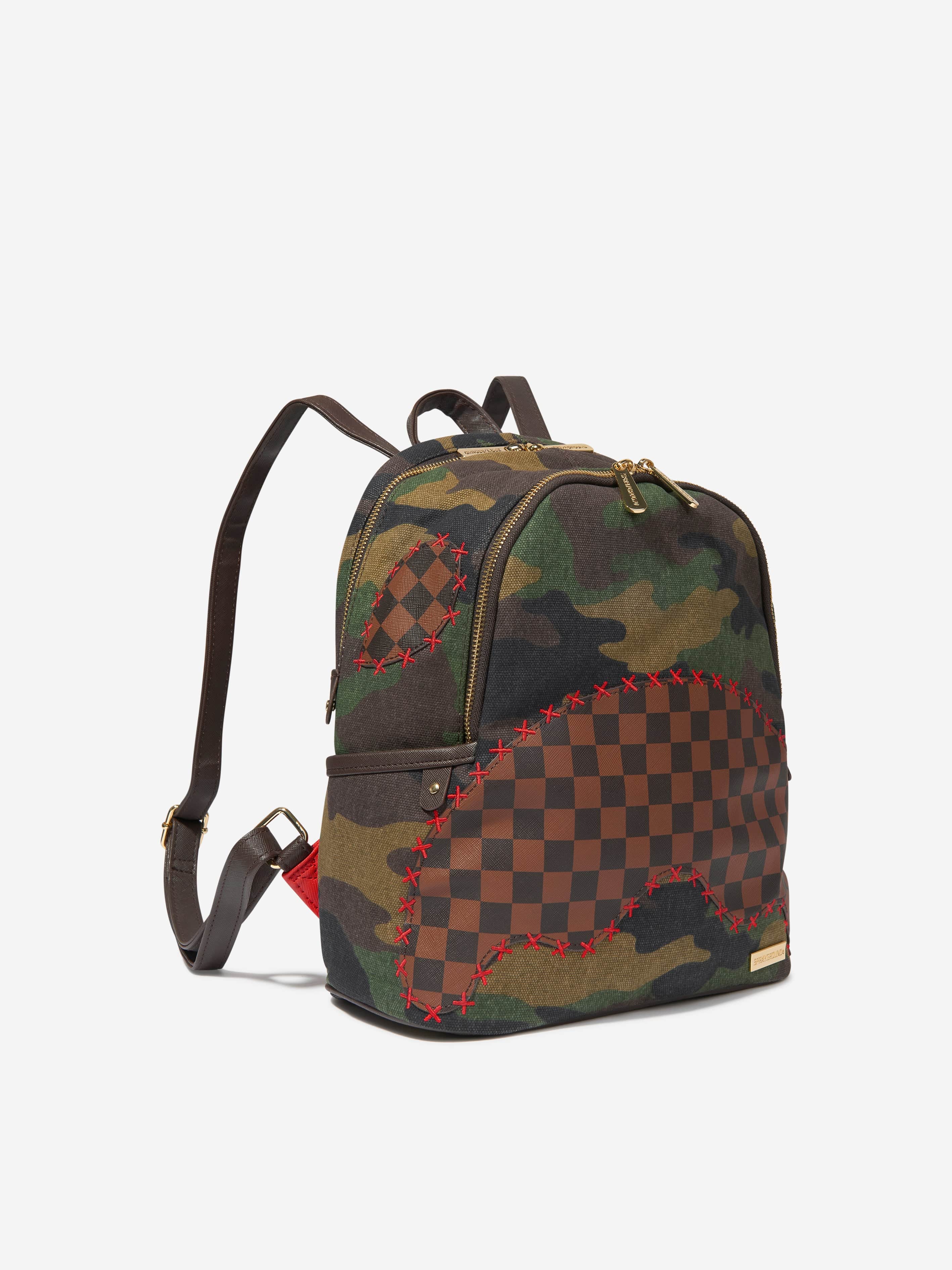 Sprayground Kids Camo Shark Shape Check Savage Backpack in Green (29cm) Buy Cheap Tumblr