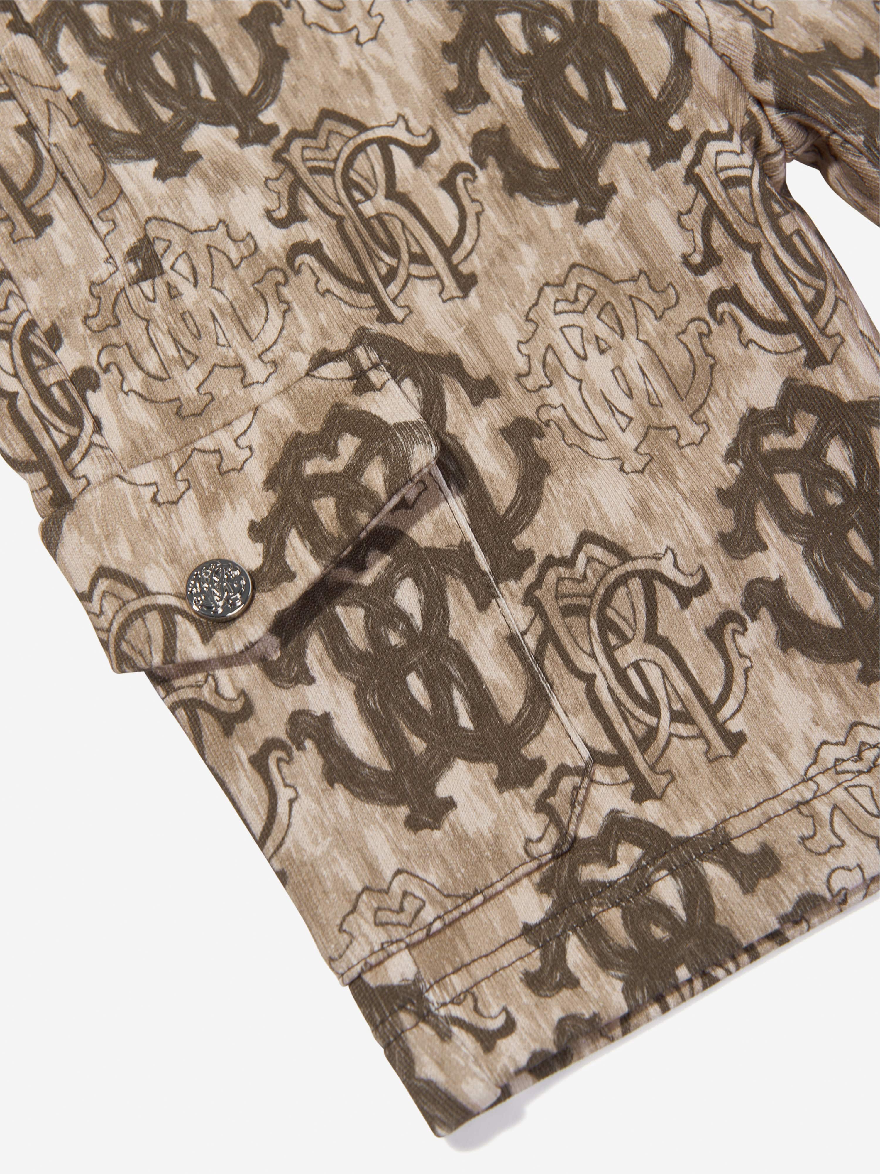 Roberto Cavalli Boys Monogram Bermuda Shorts in Brown Release Dates Sale Online