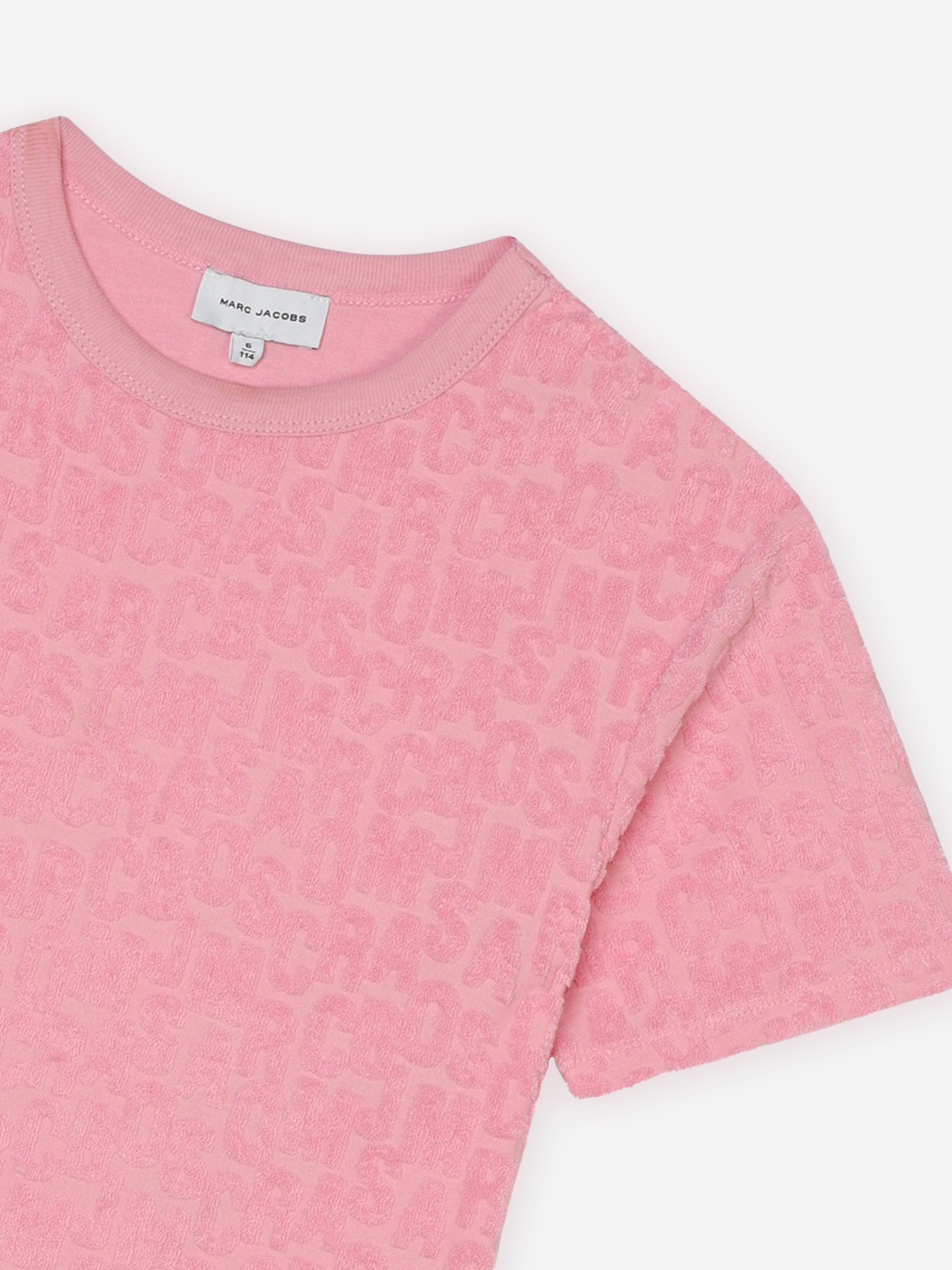 MARC JACOBS Girls Jumbled Logo Dress in Pink Limited Edition Cheap Pice