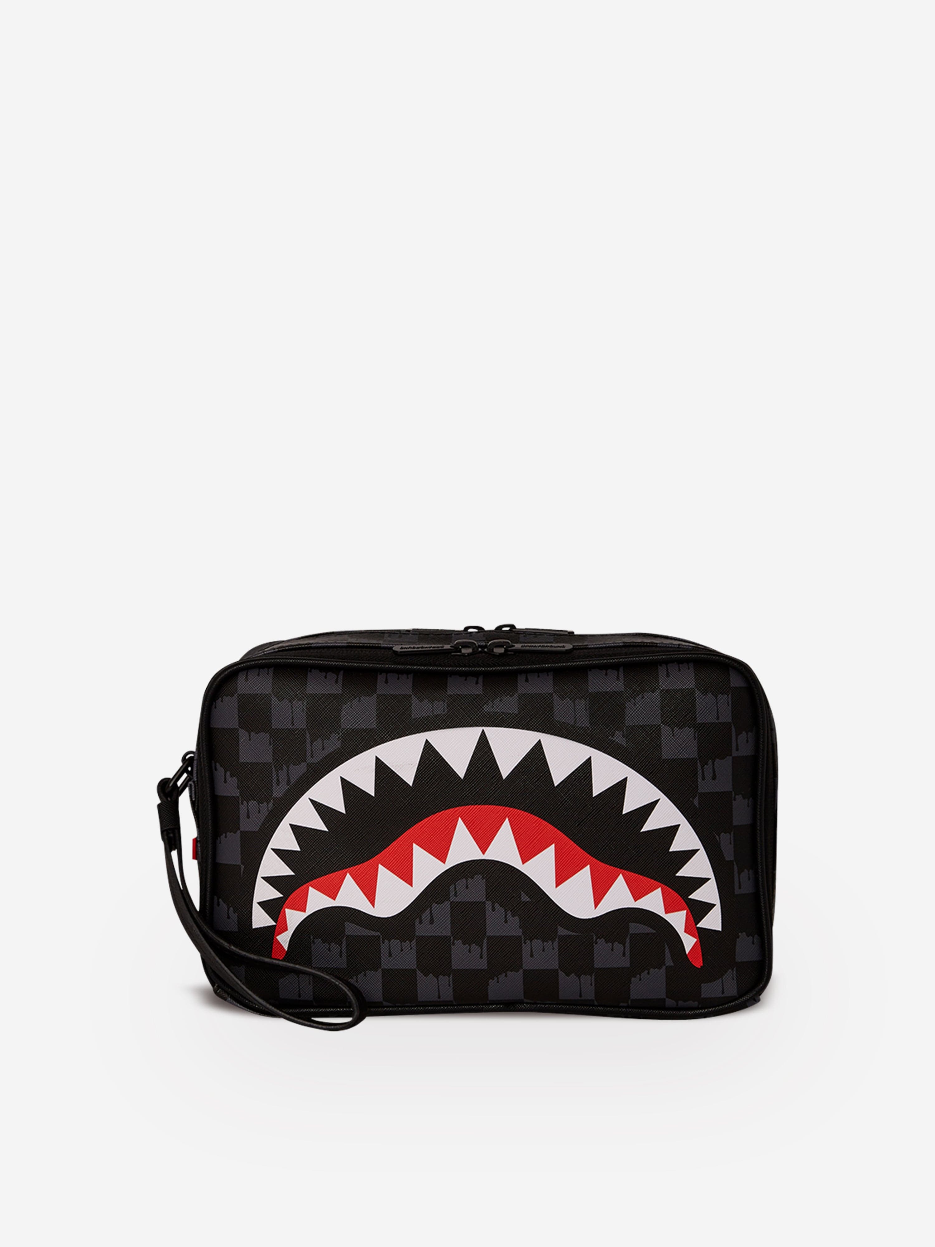 Sprayground Kids Drip Check Shark Toiletry Bag in Black (23cm) Discount Original