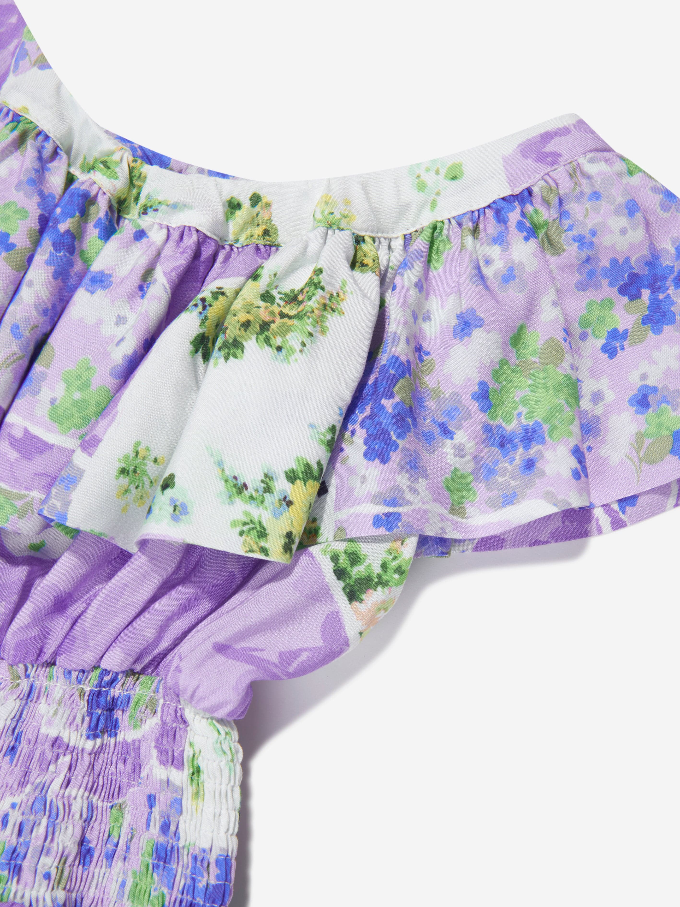 MSGM Girls Satin Floral Ruffle Dress in Multicolour Buy Cheap Outlet