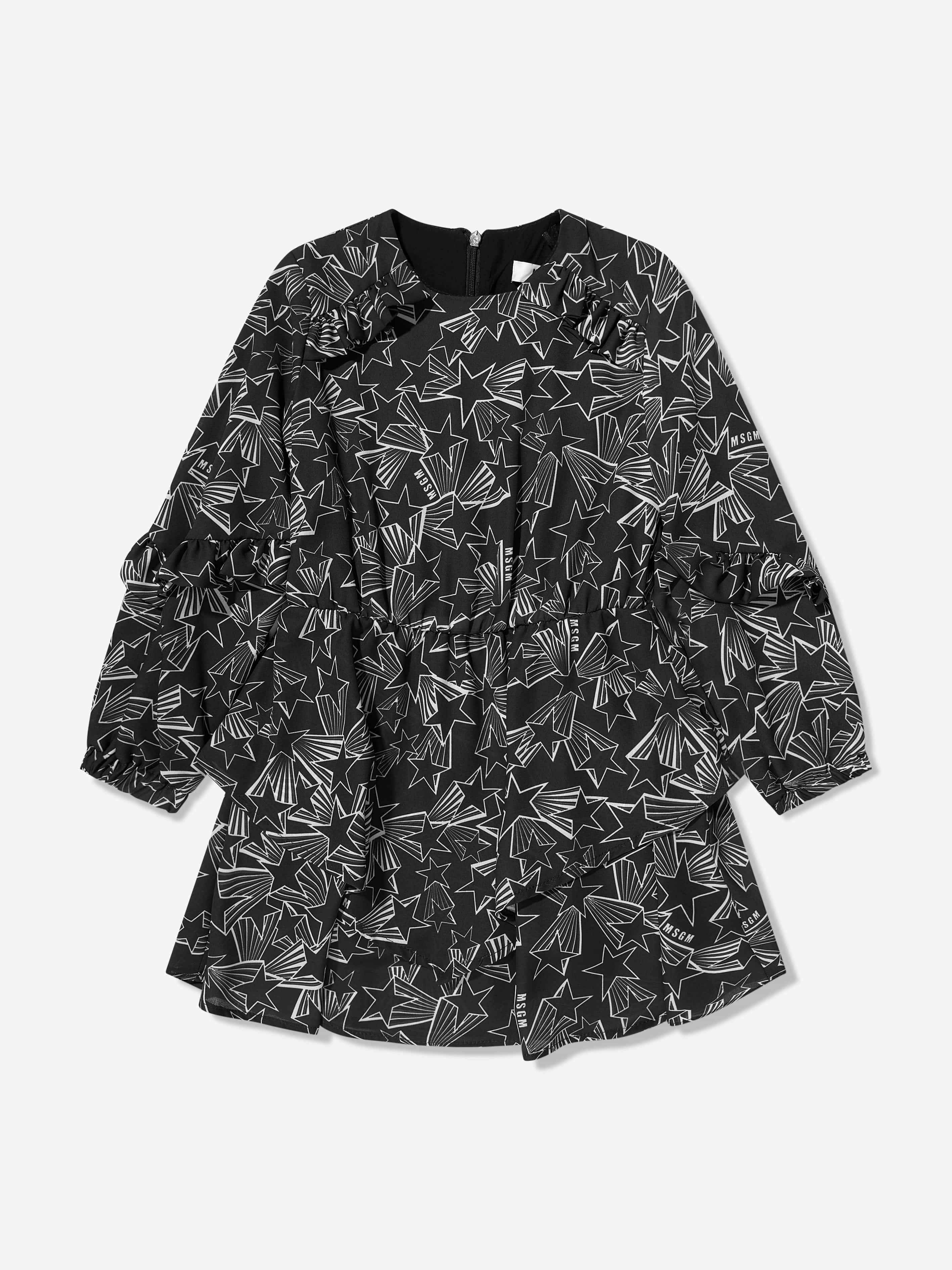MSGM Girls Georgette Dress in Black Wholesale Pice