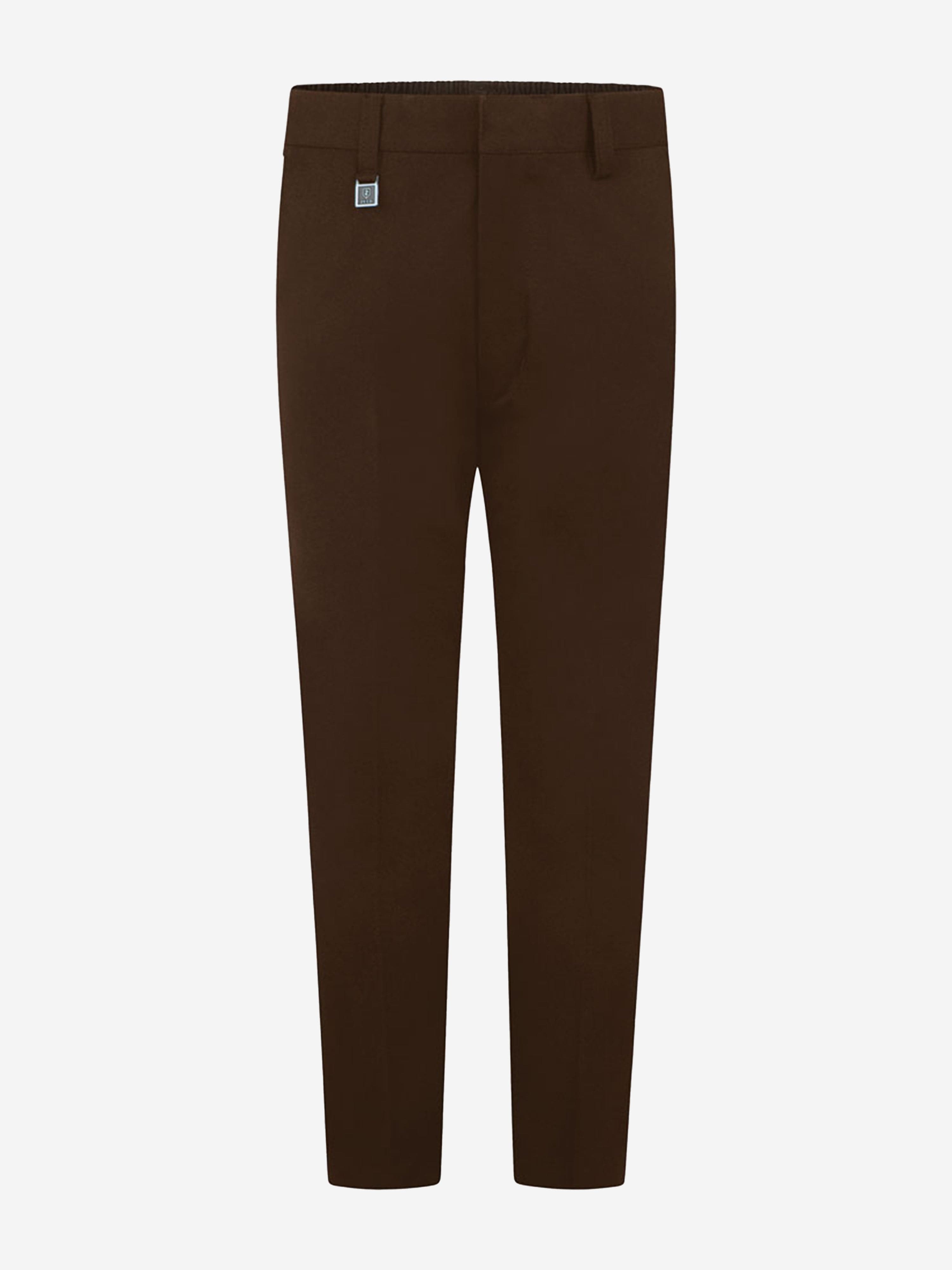 Zeco Boys School Slim Fit Trousers in Brown Clearance Nicekicks