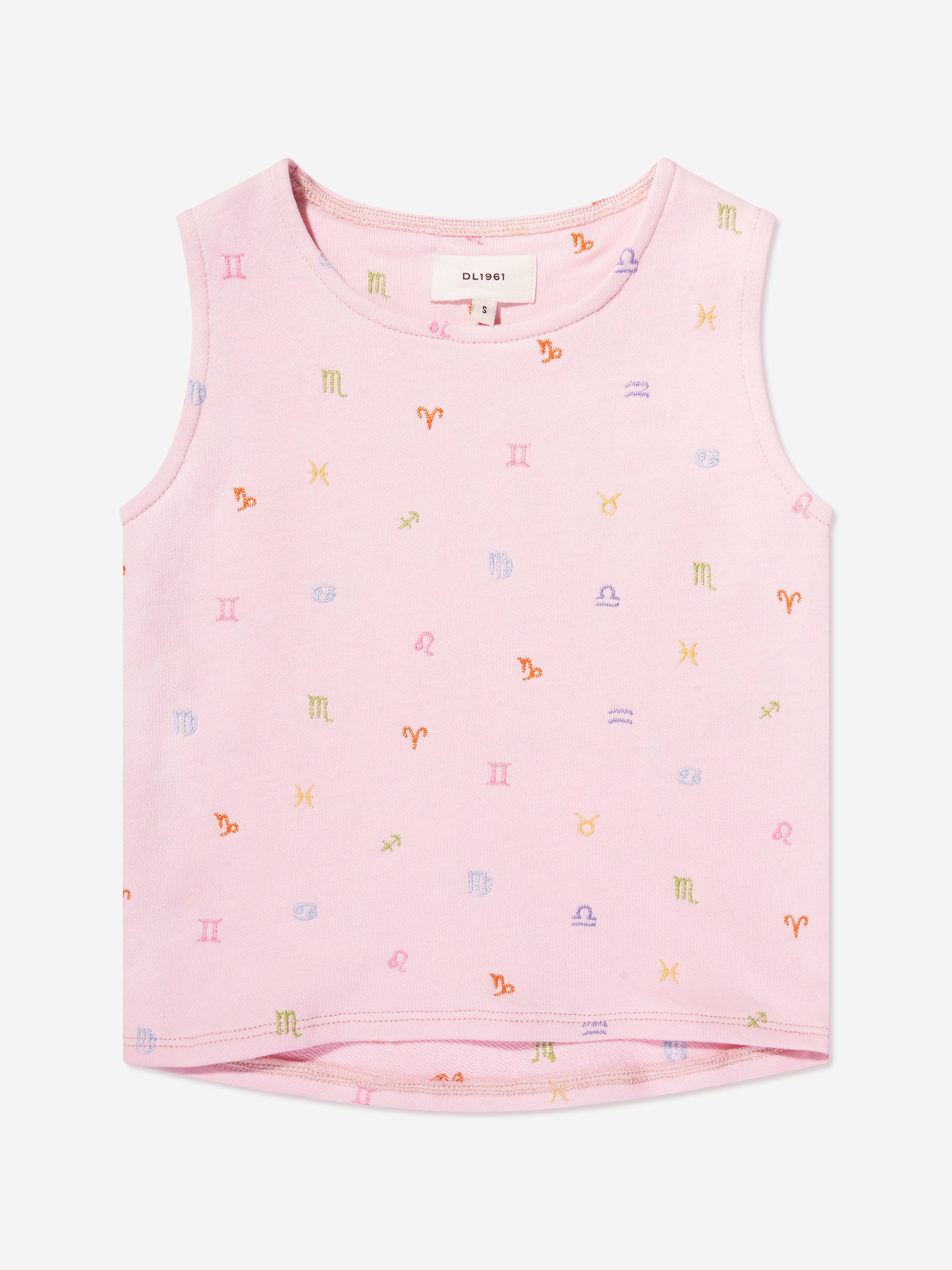 DL1961 Girls Marcie Star Signs Tank Top in Pink Popular Online
