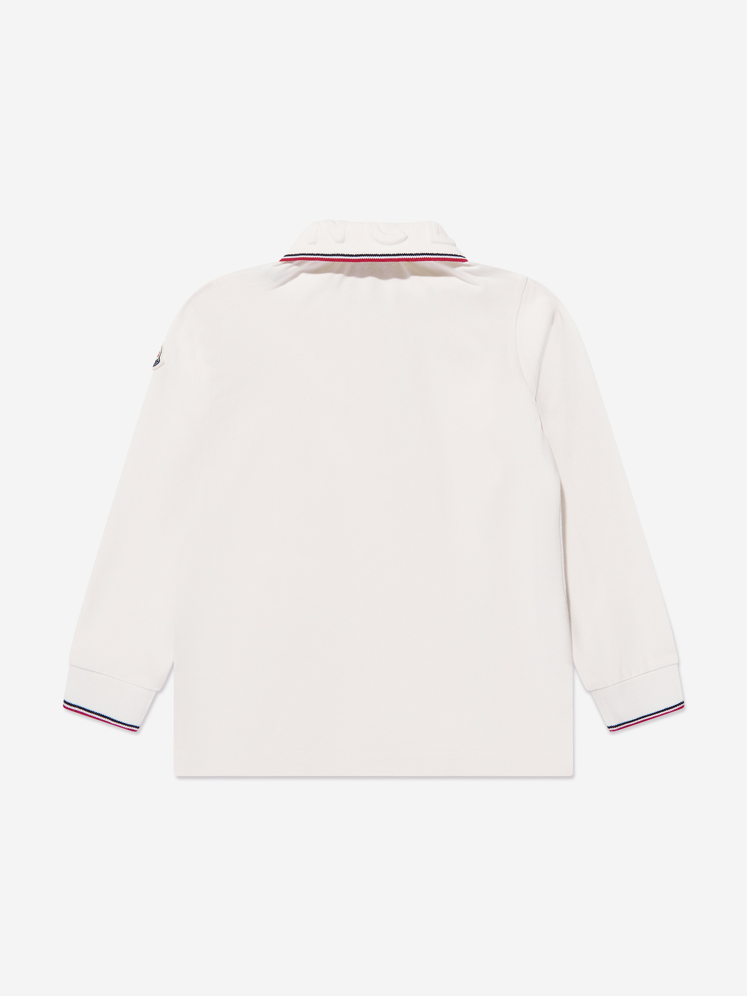 Moncler Enfant Boys Long Sleeve Polo Shirt in Ivory Clearance Wiki