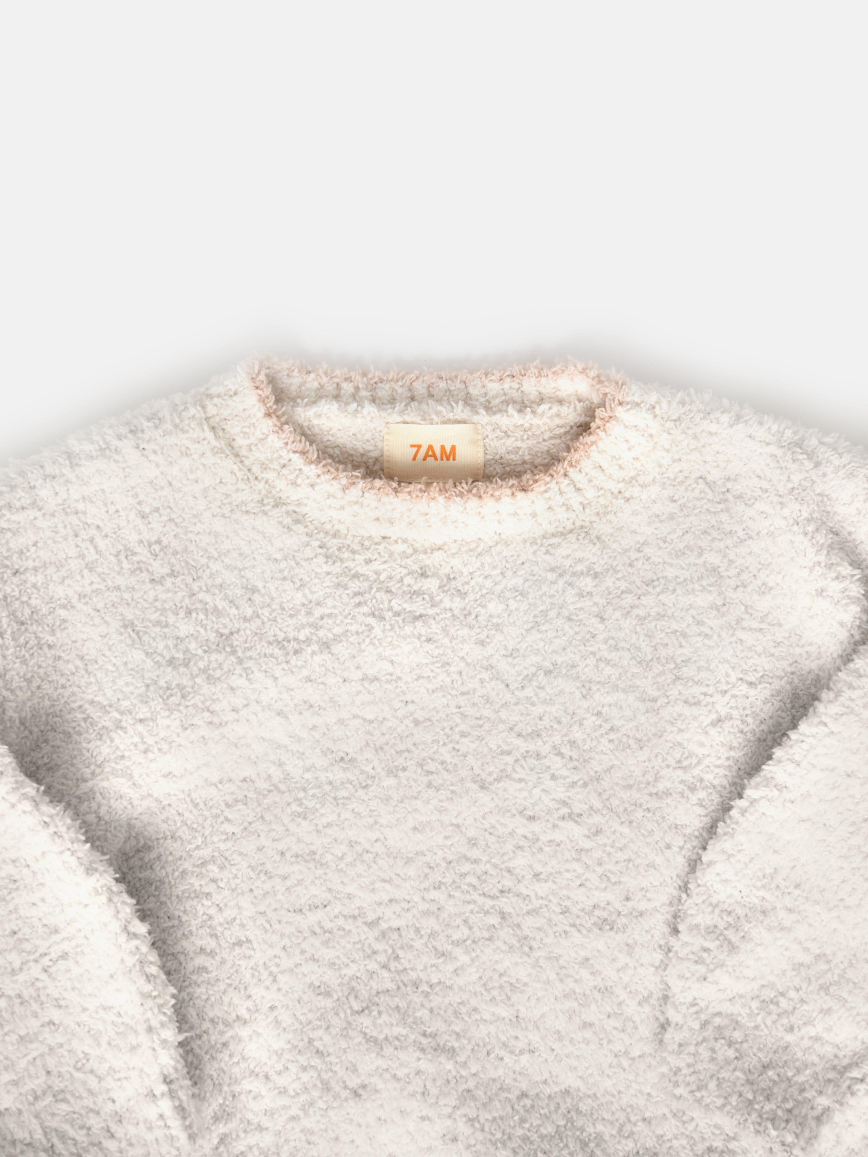 7AM Enfant Baby Fuzzy Boxy Sweater in Ivory High Quality Buy Online