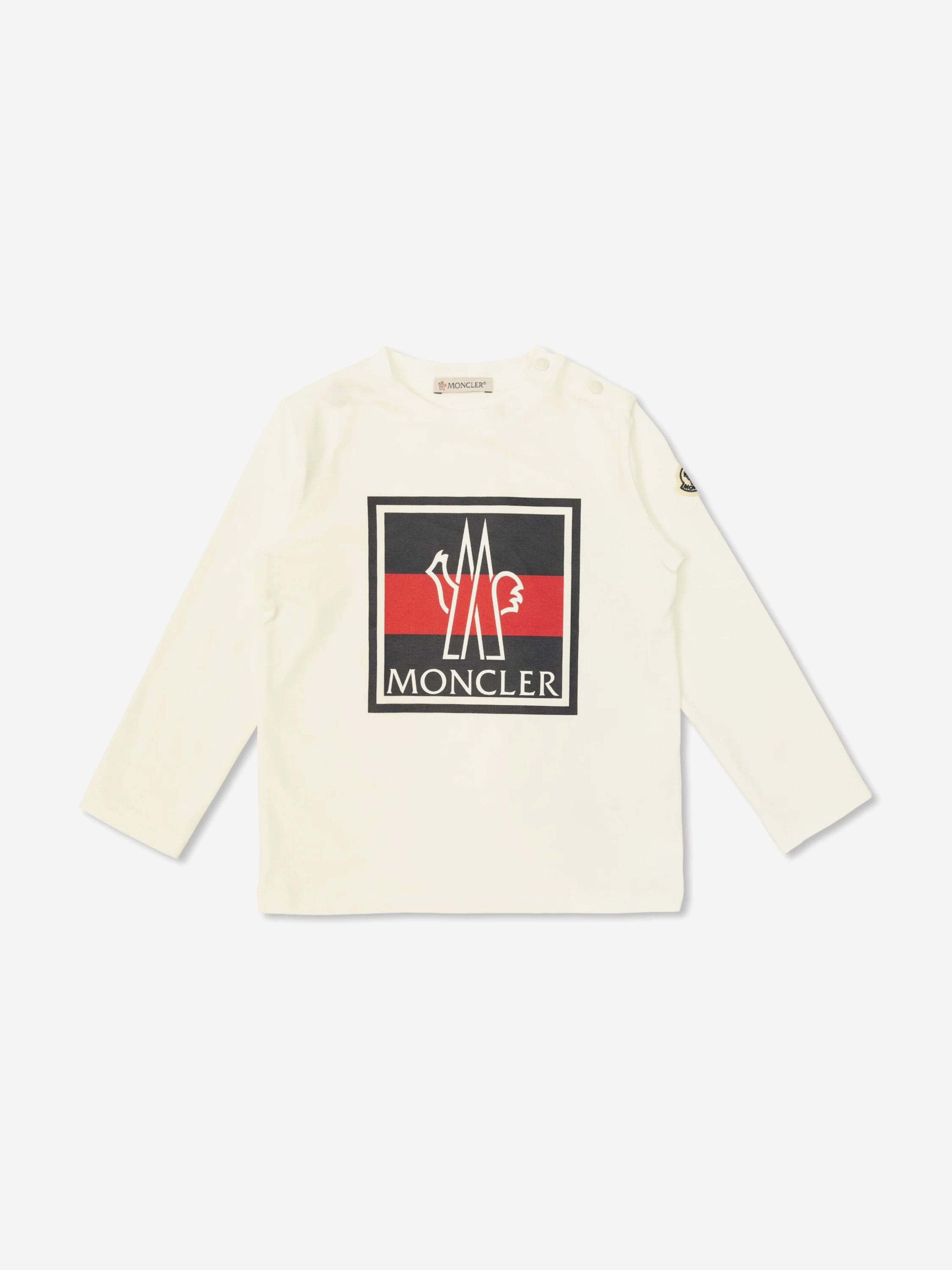 Moncler Enfant Baby Boys Long Sleeve T-Shirt in White Free Shipping For Sale