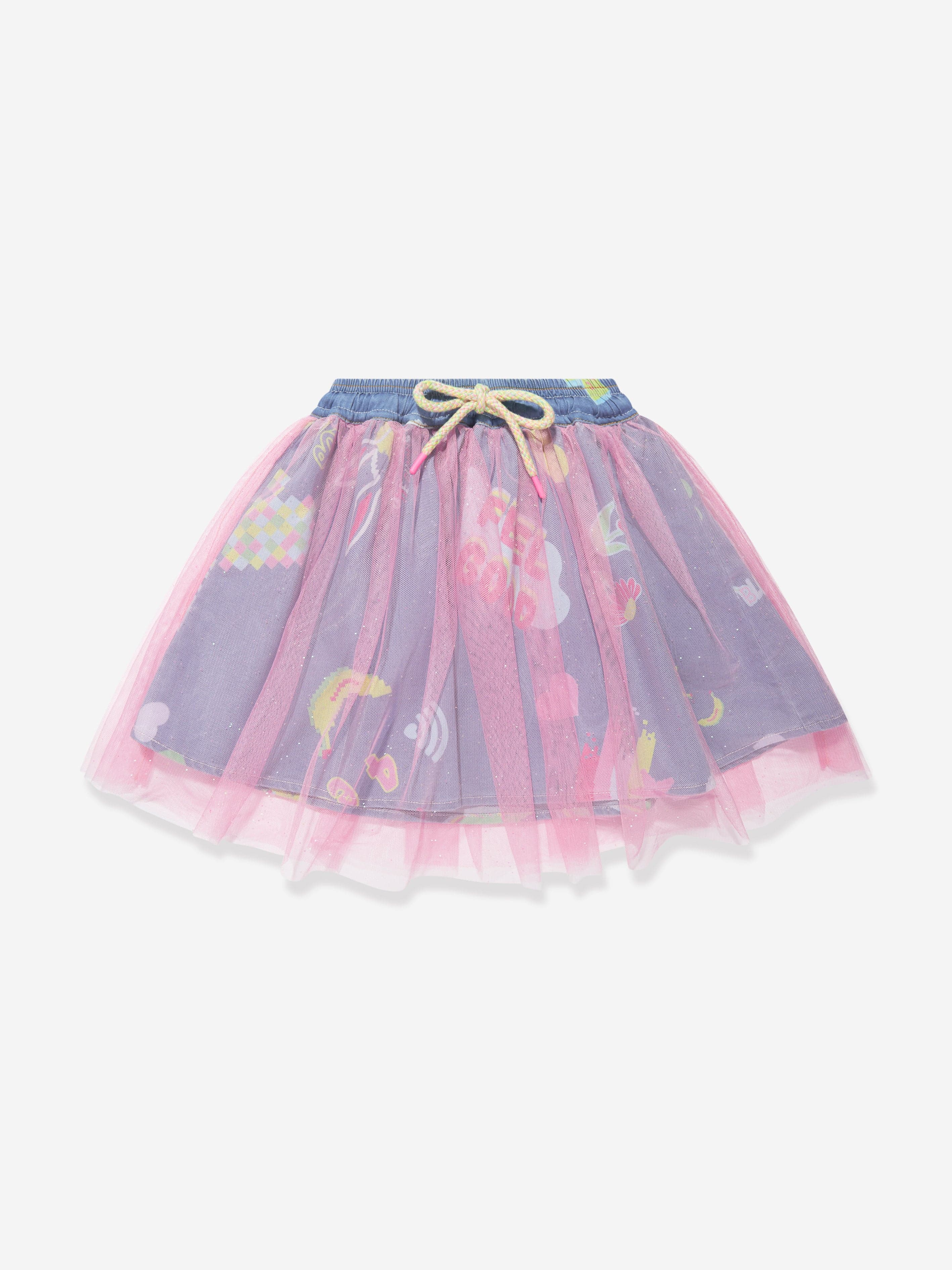 Billieblush Girls Denim And Mesh Skirt in Blue Clearance Low Shipping