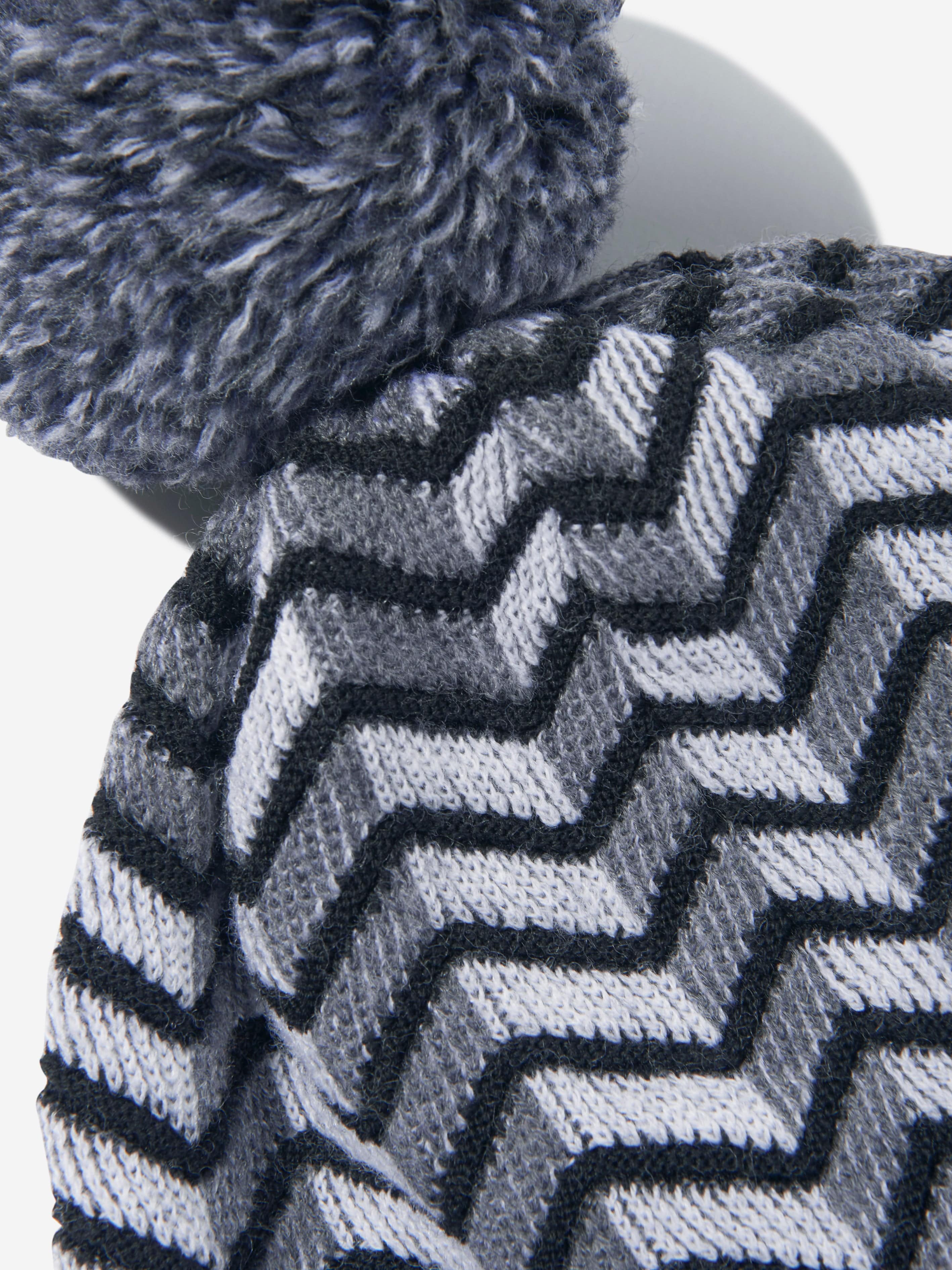 Missoni Boys Wool Zigzag Bobble Hat in Black Cheap Sale Big Discount