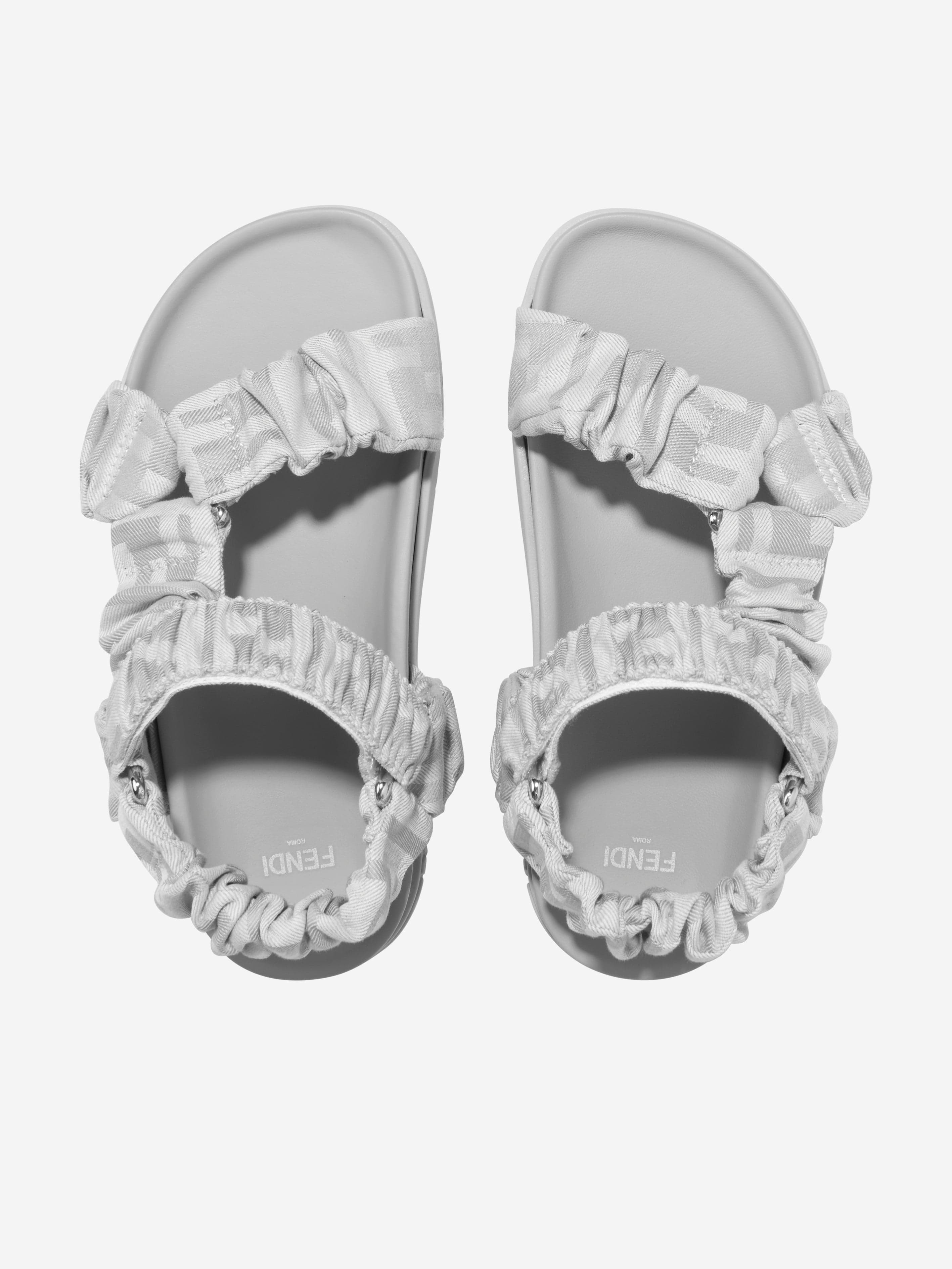 Fendi Kids FF Logo Sandals in Grey Discounts
