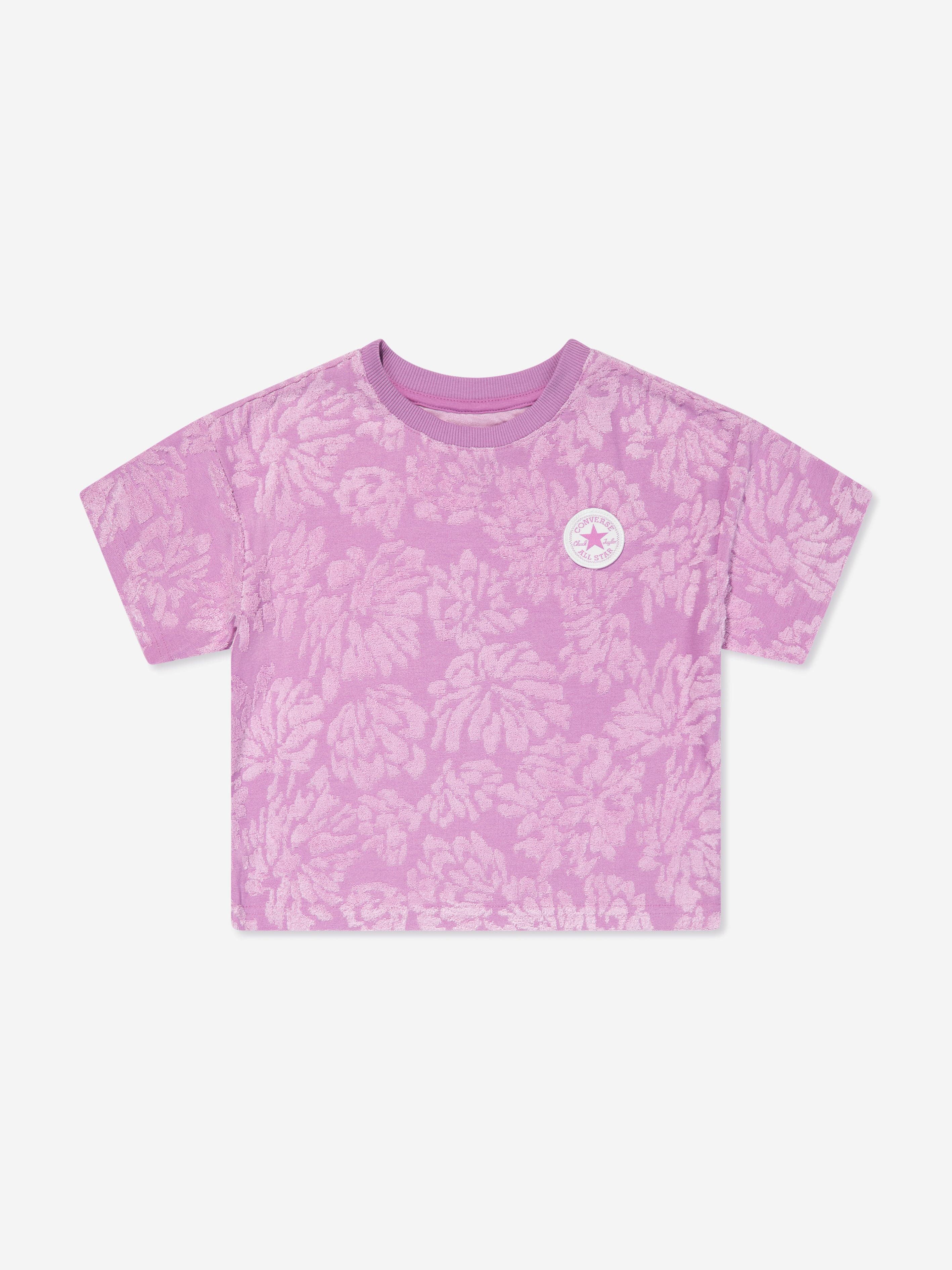 Converse Girls Floral Jacquard Dolman T-Shirt in Purple Collections Cheap Pice