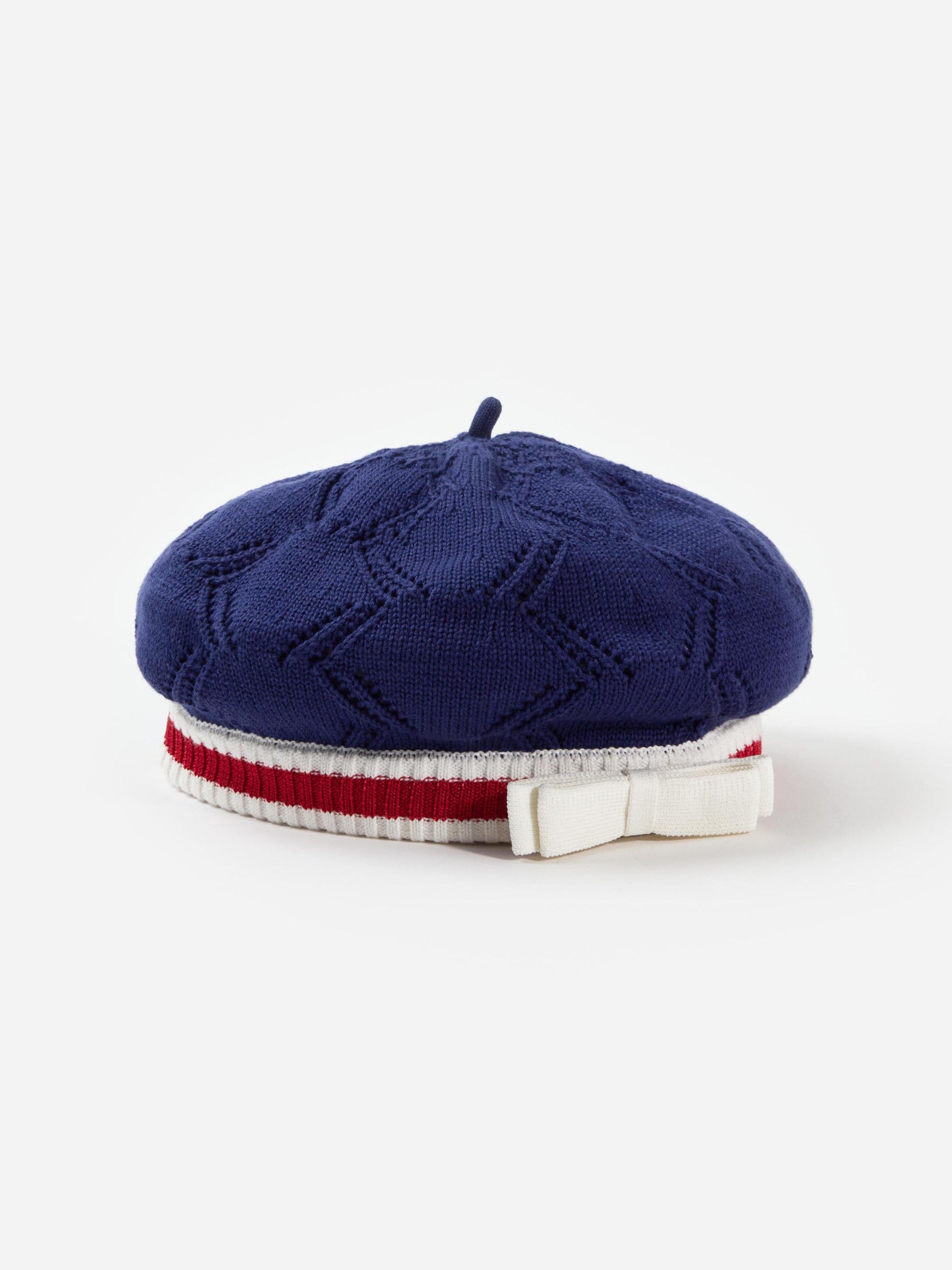 Girls Textured Knit Beret in Blue Cheap Sale Supply