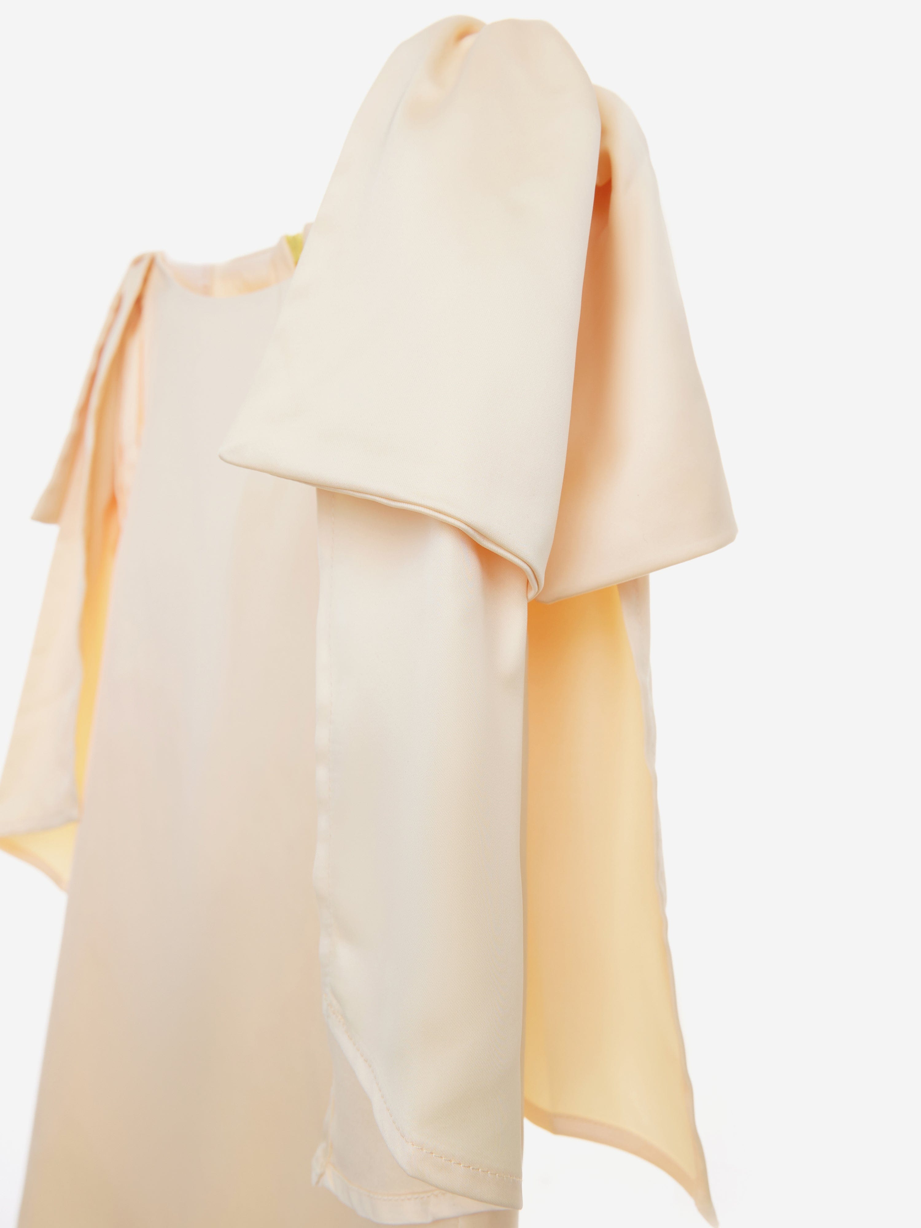 BCBG Girls Bow Sleeve Satin Dress in Yellow For Sale