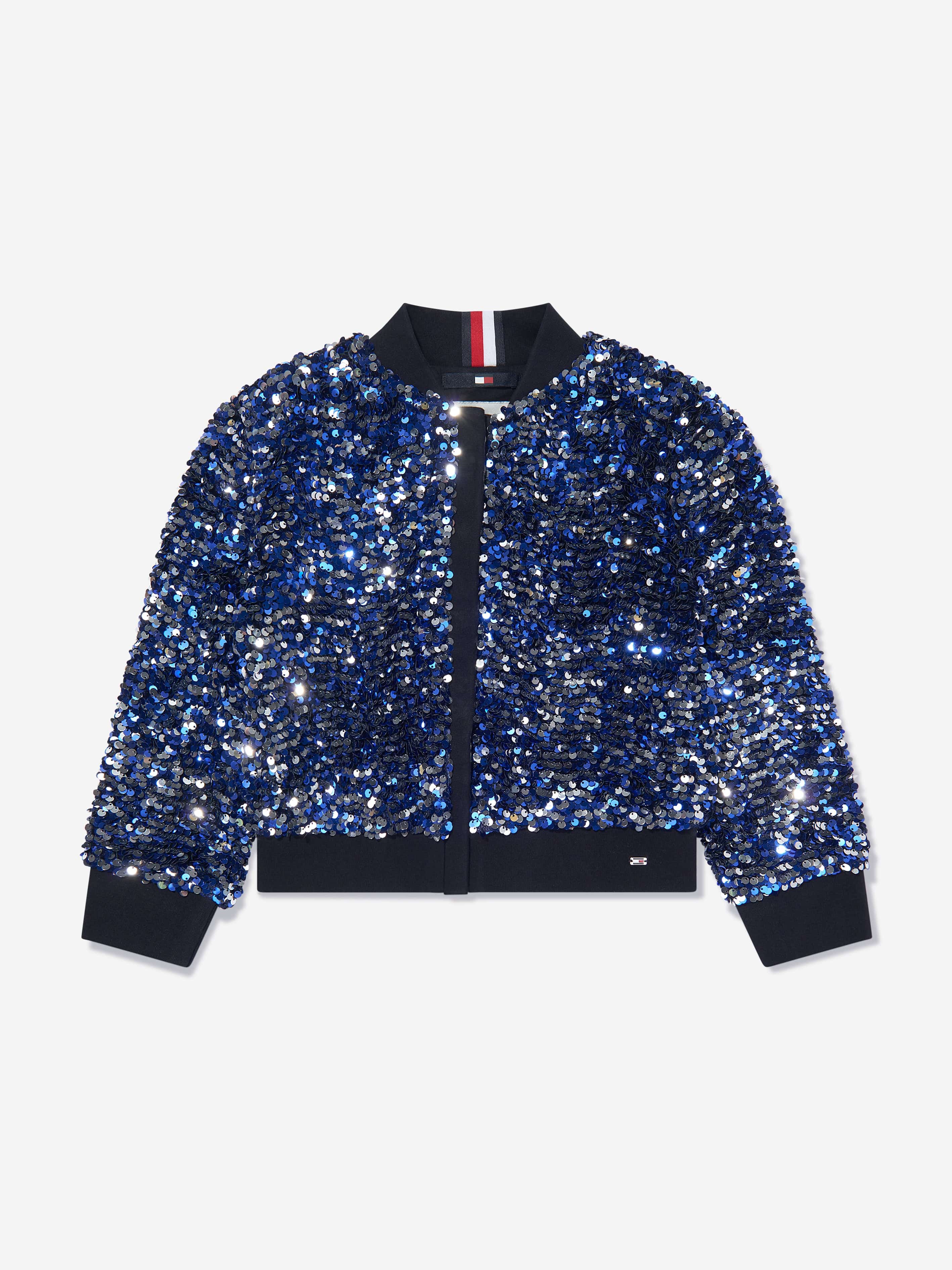 Tommy Hilfiger Girls Sequin Varsity Jacket in Blue Big Discount Online