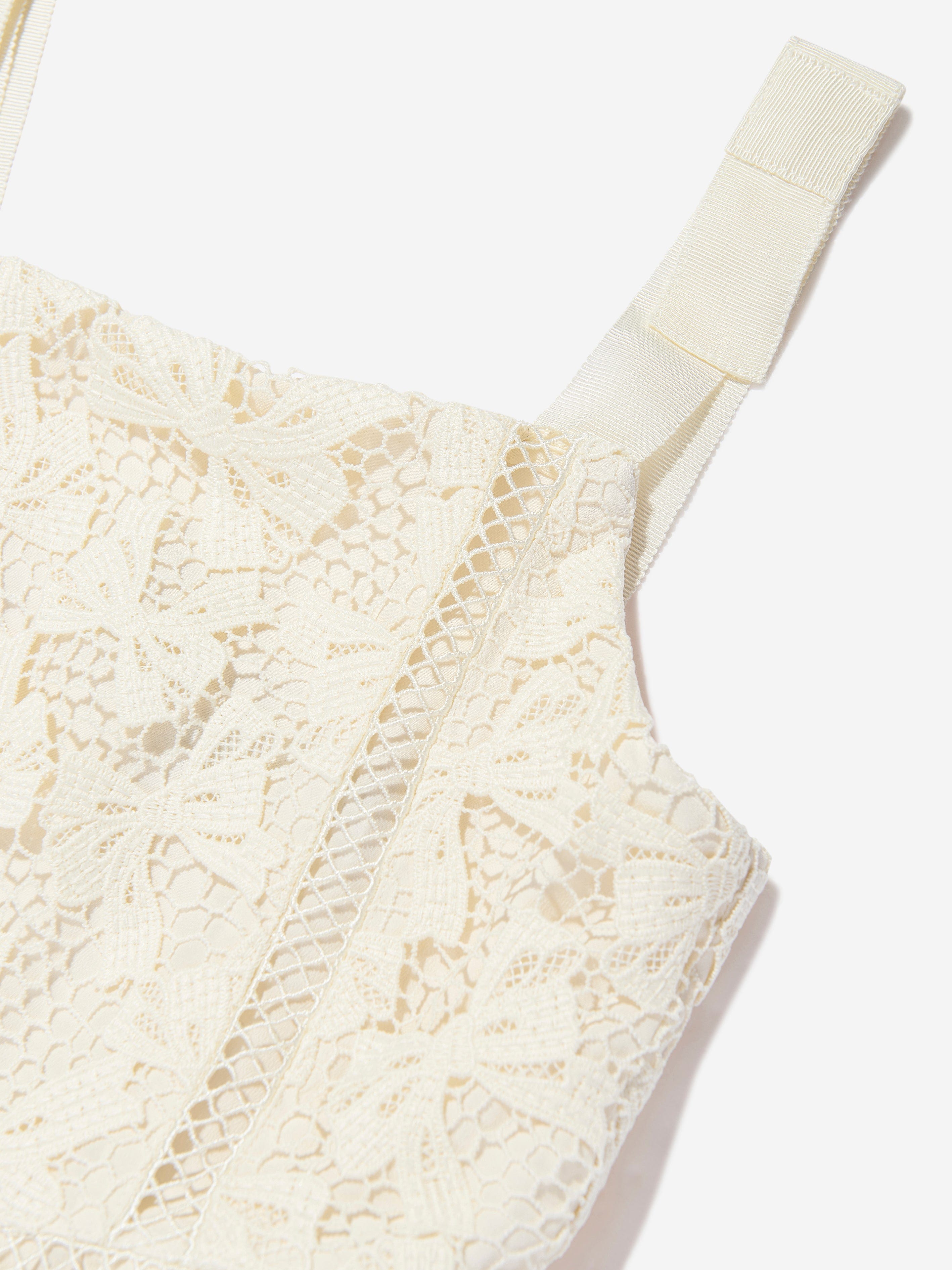 Girls Bow Lace Dress in White Clearance Online Fake