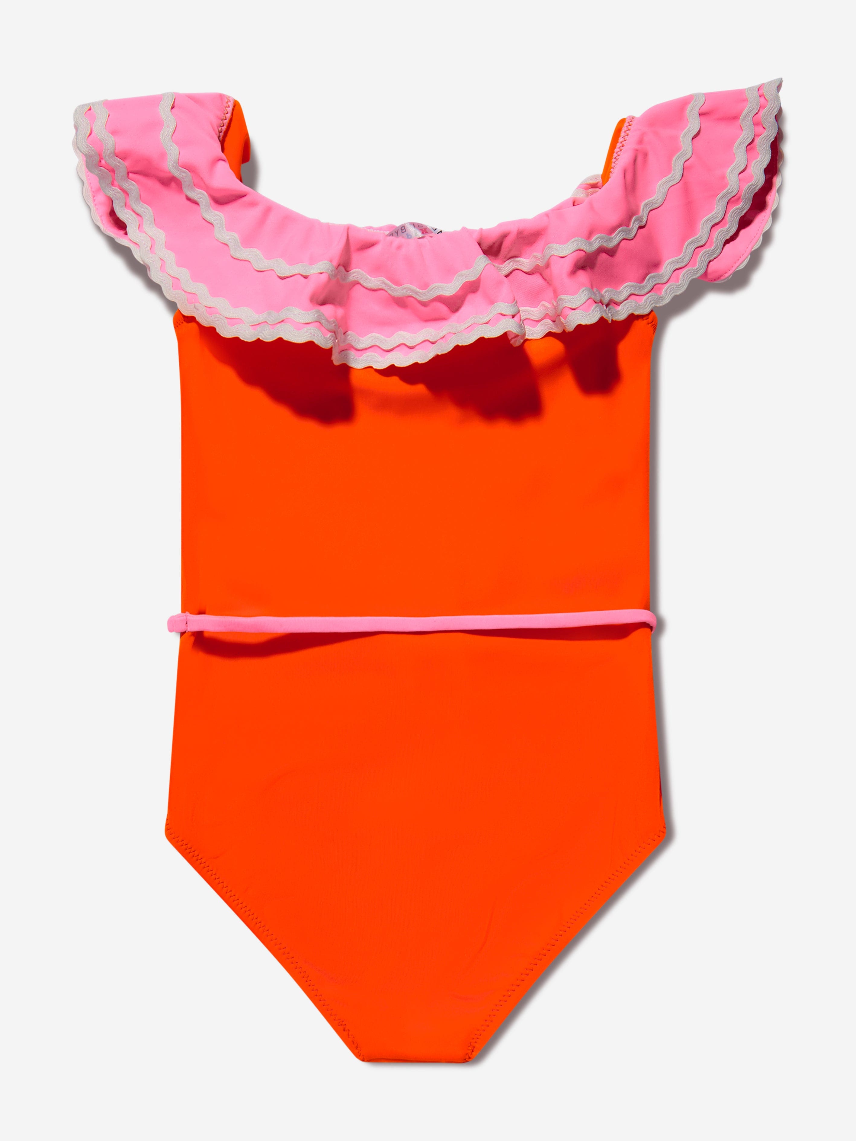 Nessi Byrd Girls Ruffled Crochet Flower Pina Swimsuit in Orange Cheap Get To Buy