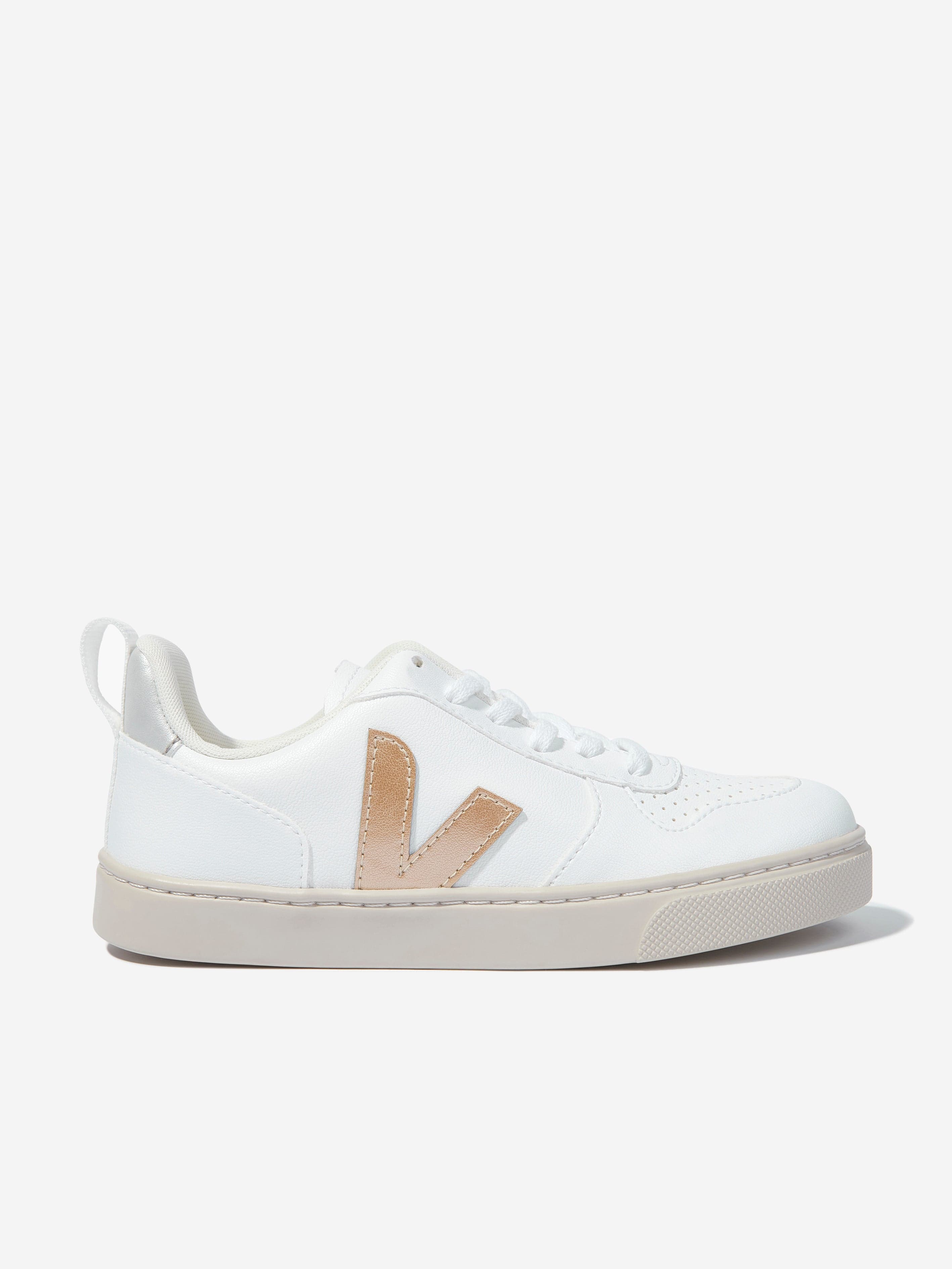 Veja Kids V-10 Laces Trainers in White Sast