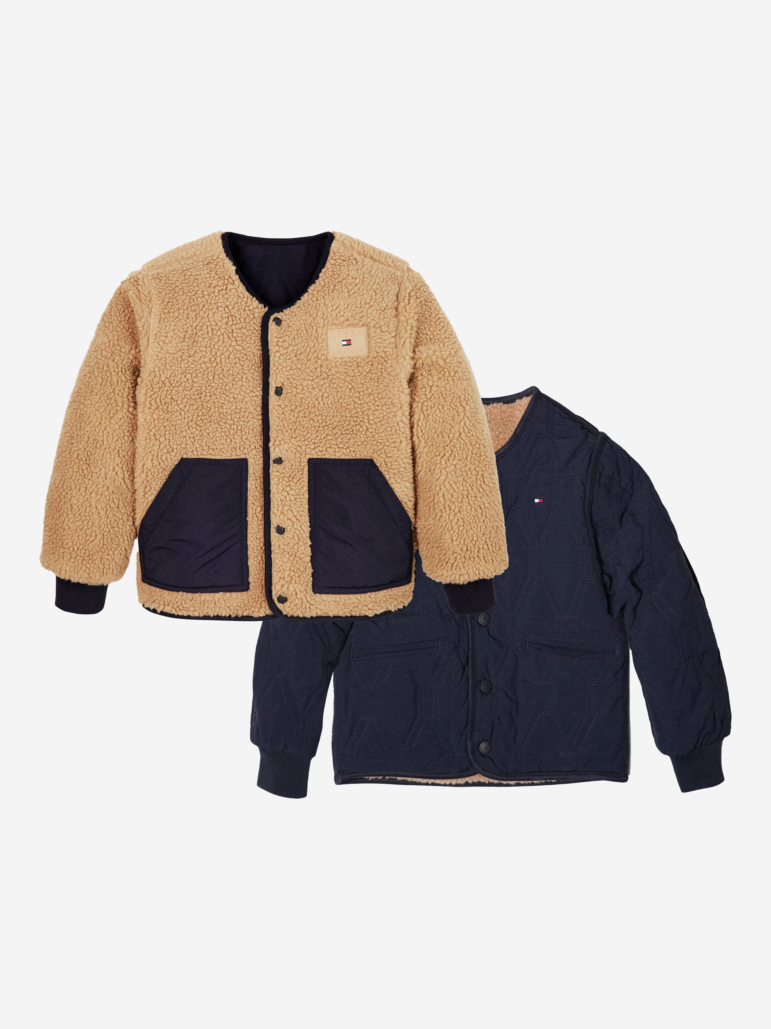 Tommy Hilfiger Boys Reversible Quilted Teddy Jacket in Brown Free Shipping Low Pice
