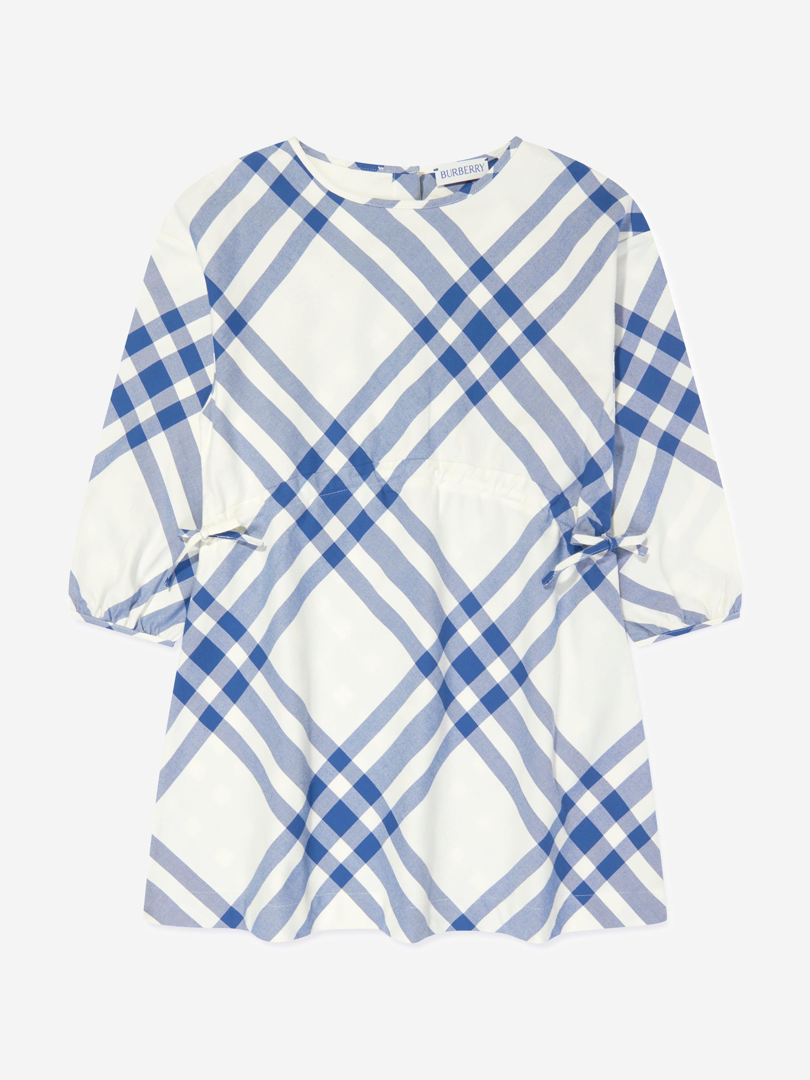Burberry Girls Check Trevelle Dress in White Free Shipping Get Authentic