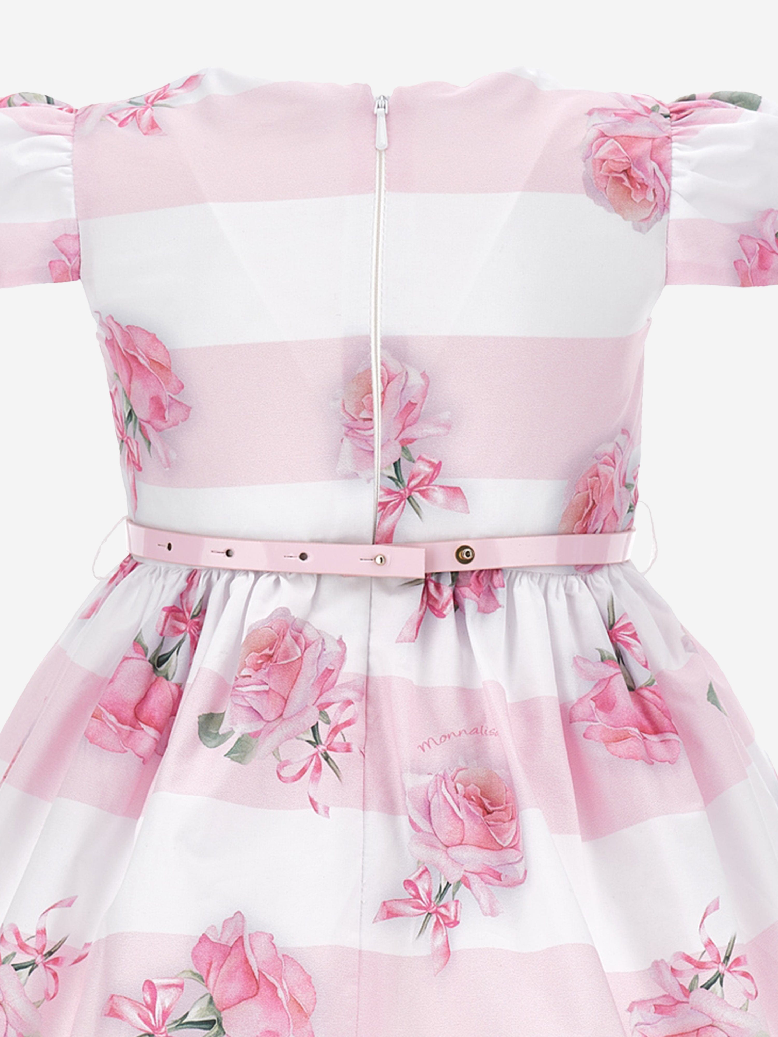 Baby Girls Striped Rose Dress in Pink Discount Best