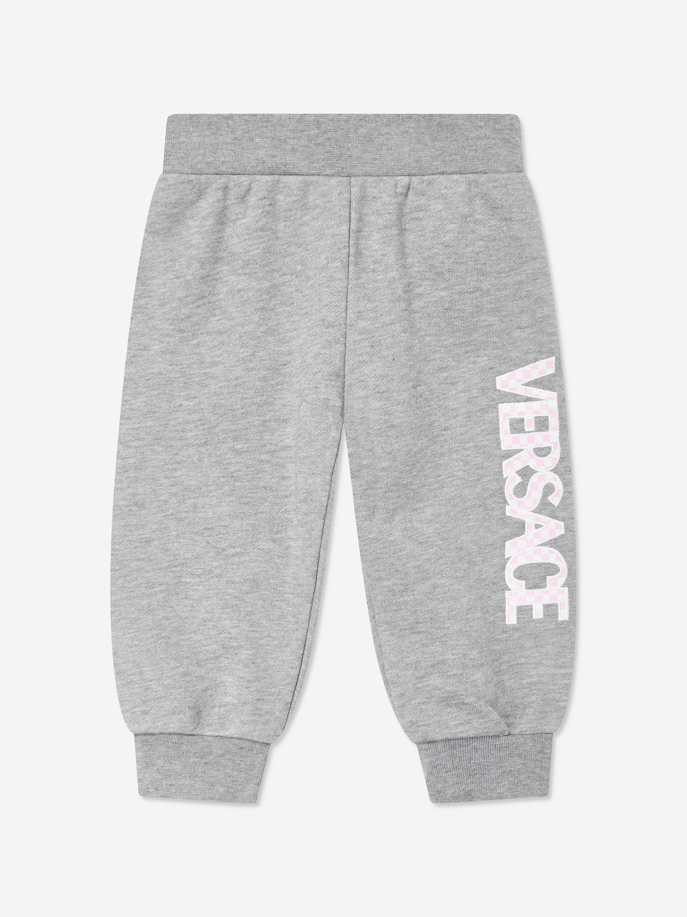 Versace Baby Boys Damier Logo Joggers in Grey Pre Order