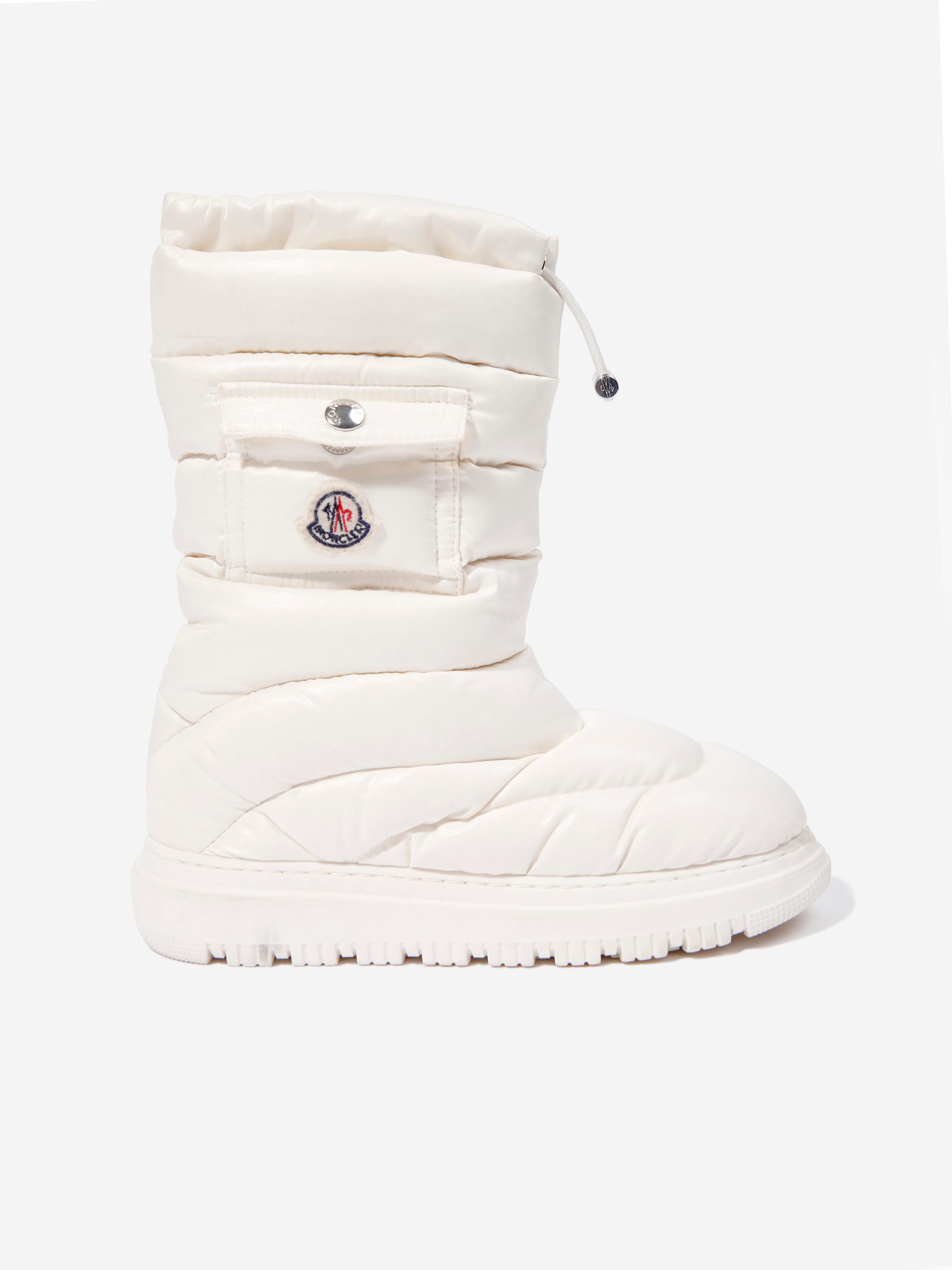 Moncler Enfant Kids Down Padded Petit Gaia Pocket Snow Boots in Ivory Best Pices Online