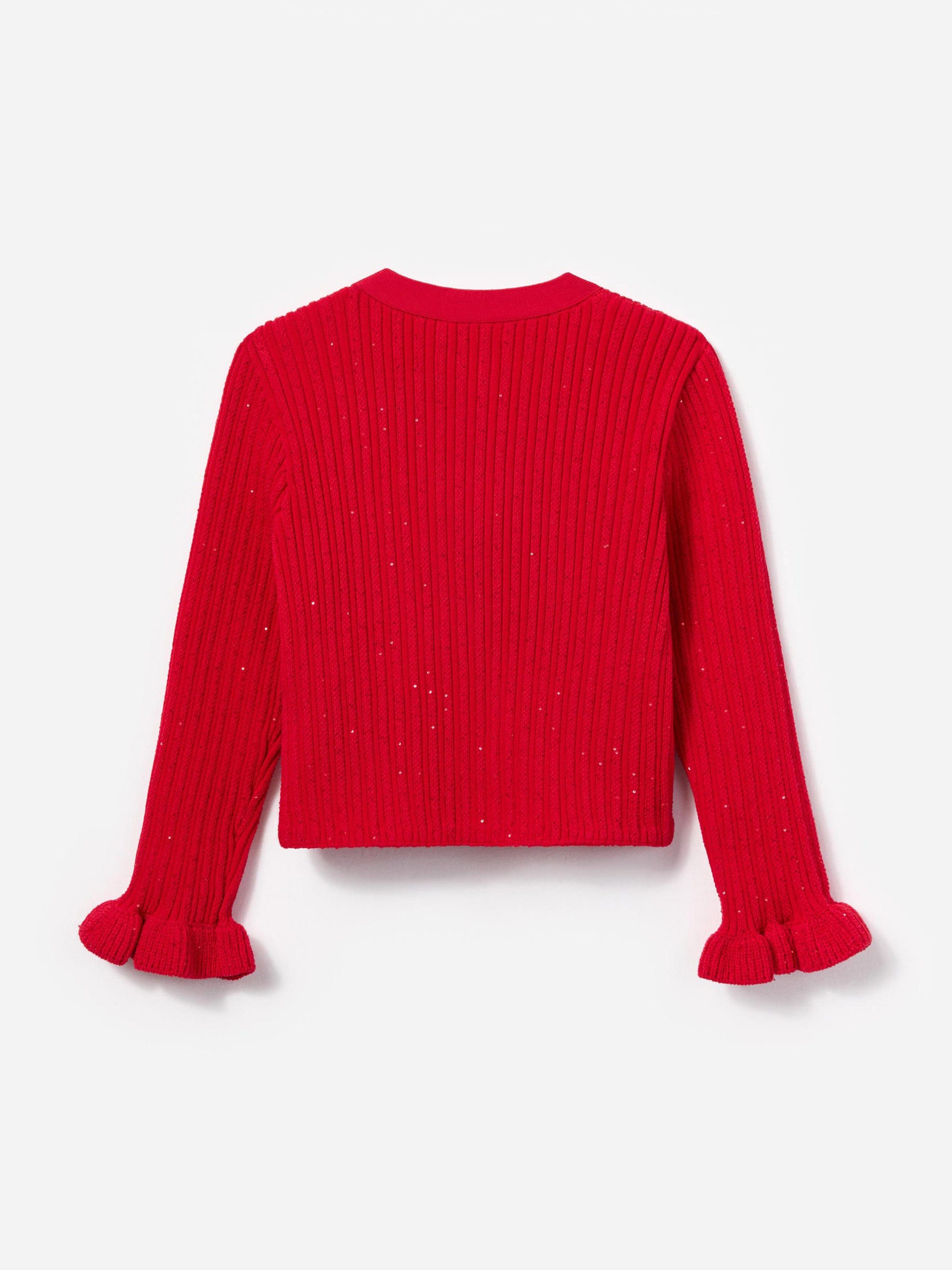 Girls Ribbed Knit Cardigan in Red Free Shipping Pices