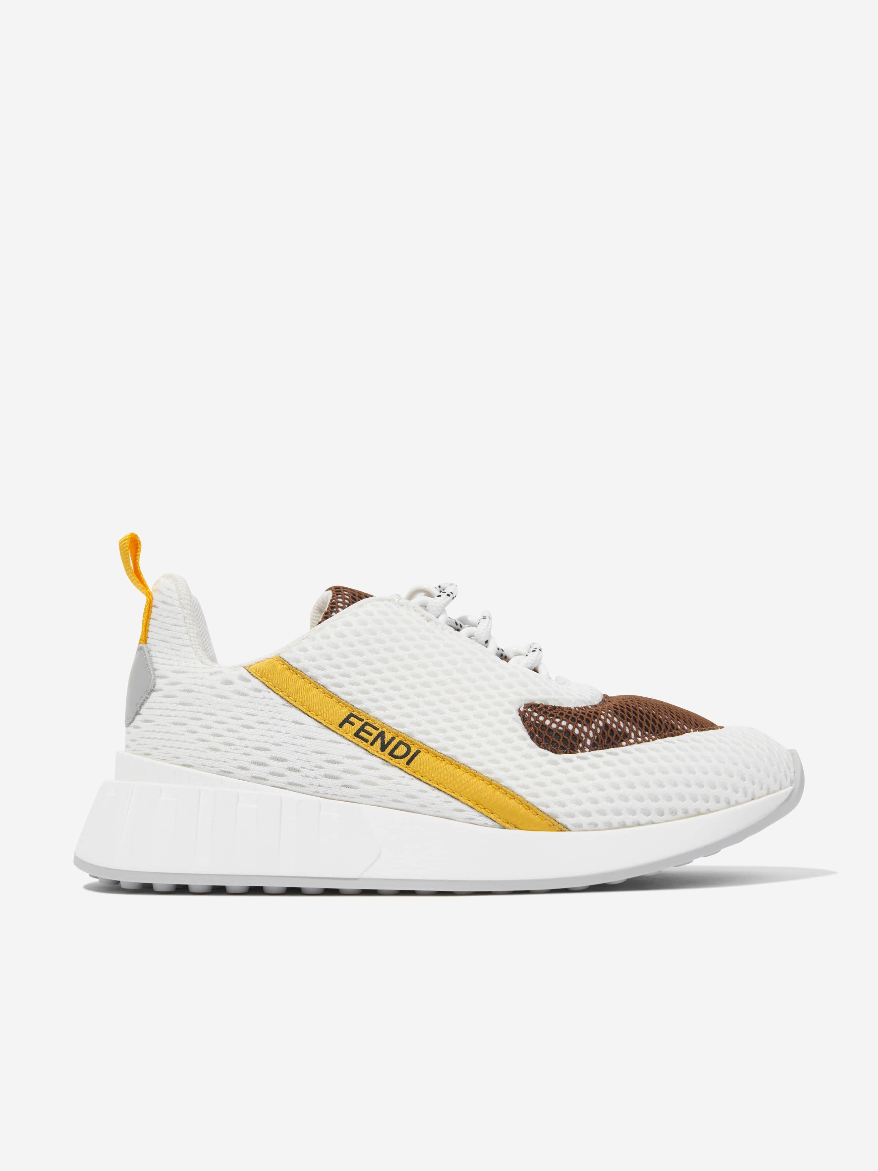 Fendi Kids Mesh FF Logo Trainers in White Pices Cheap Pice