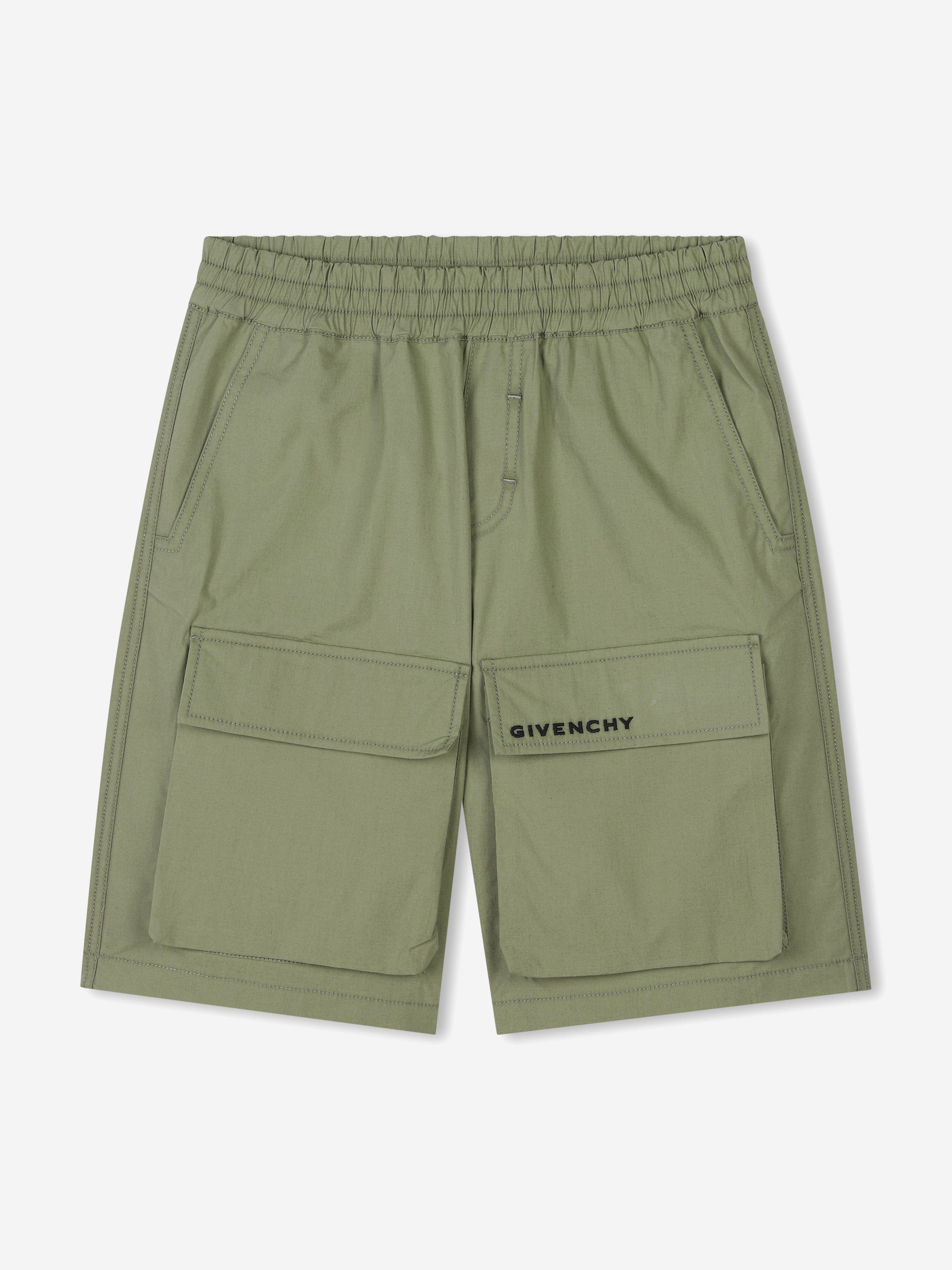 Boys Pocket Flap Bermuda Shorts in Green Online Sale