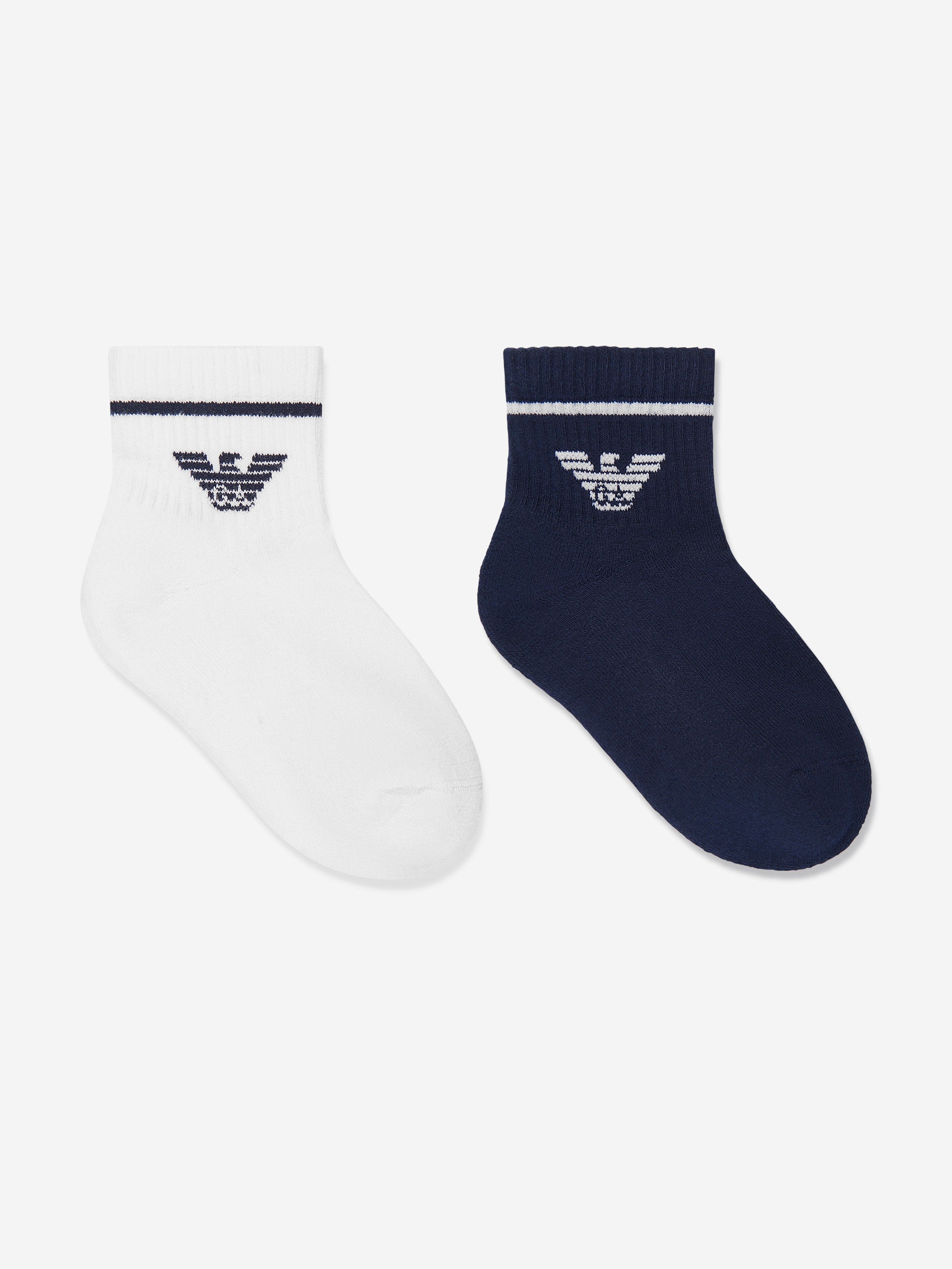 Emporio Armani Boys Cotton Logo Socks in White Cheap Sale From China