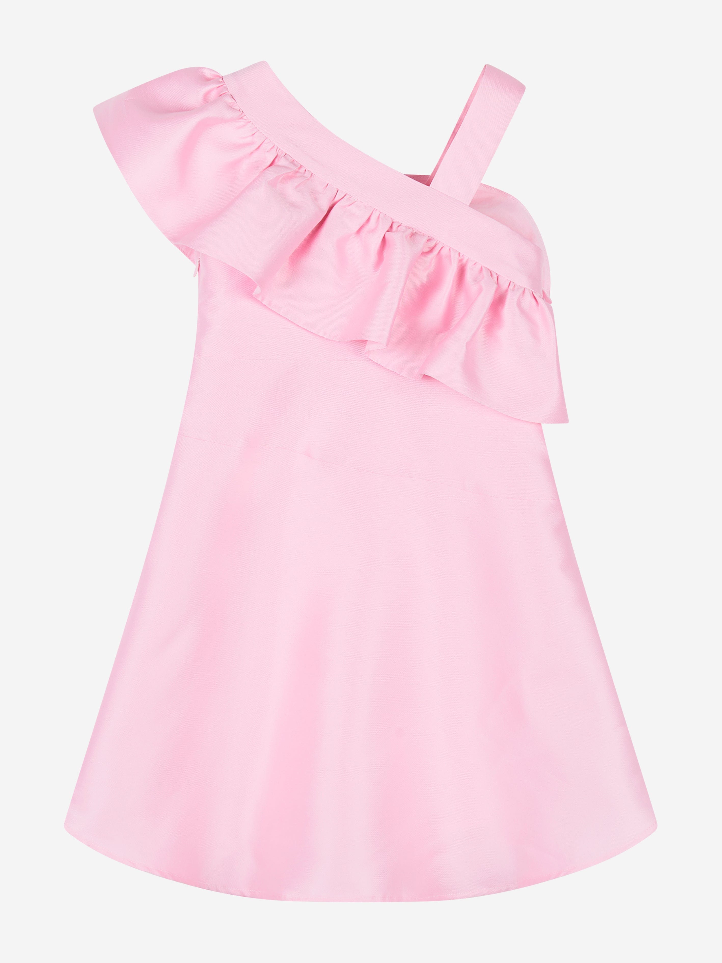 Mama Luma Girls One Shoulder Ruffle Dress in Pink Free Shipping For Sale