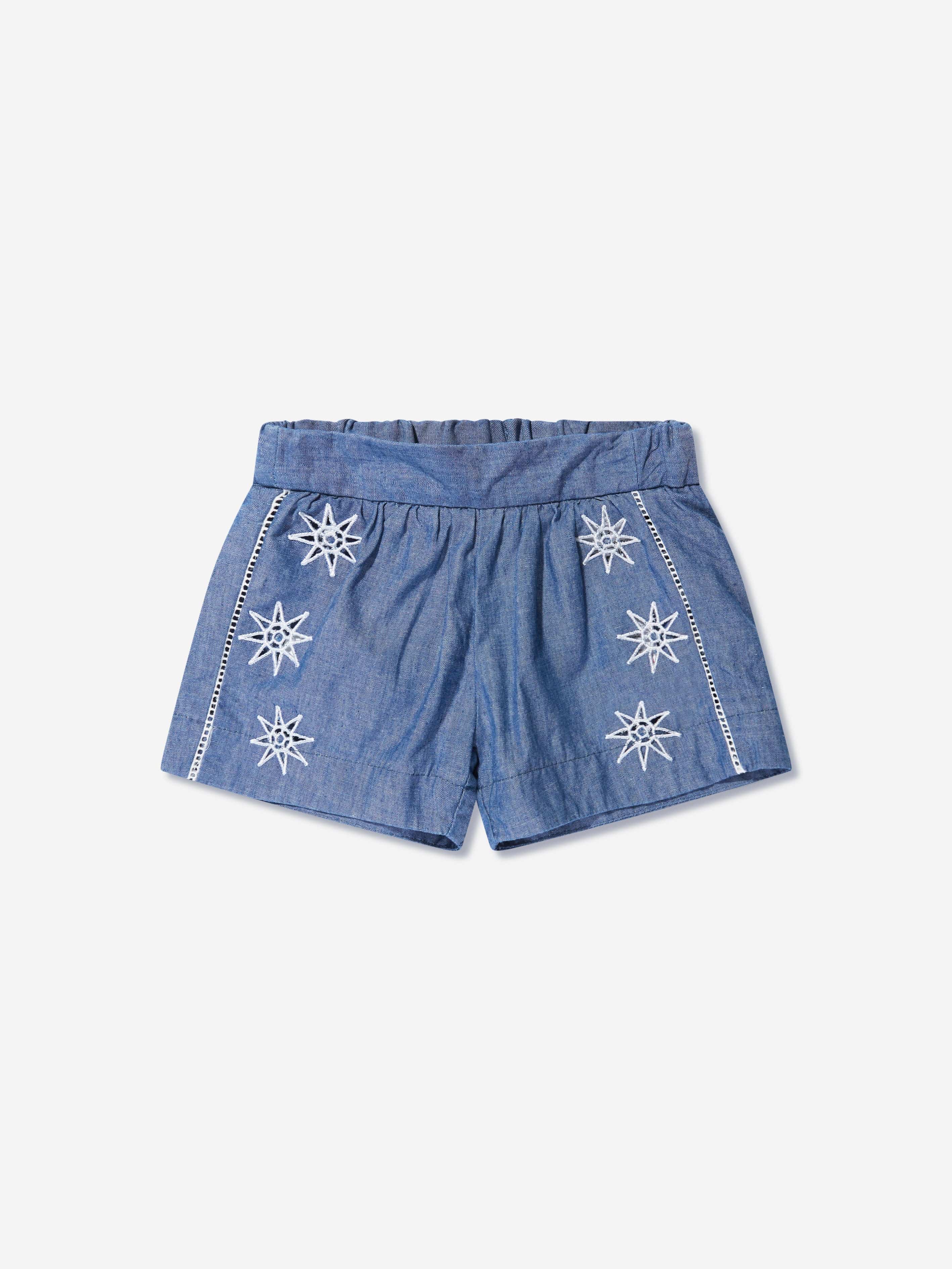 Chlo¨¦ Baby Girls Chambray Embroidered Shorts in Blue Marketable