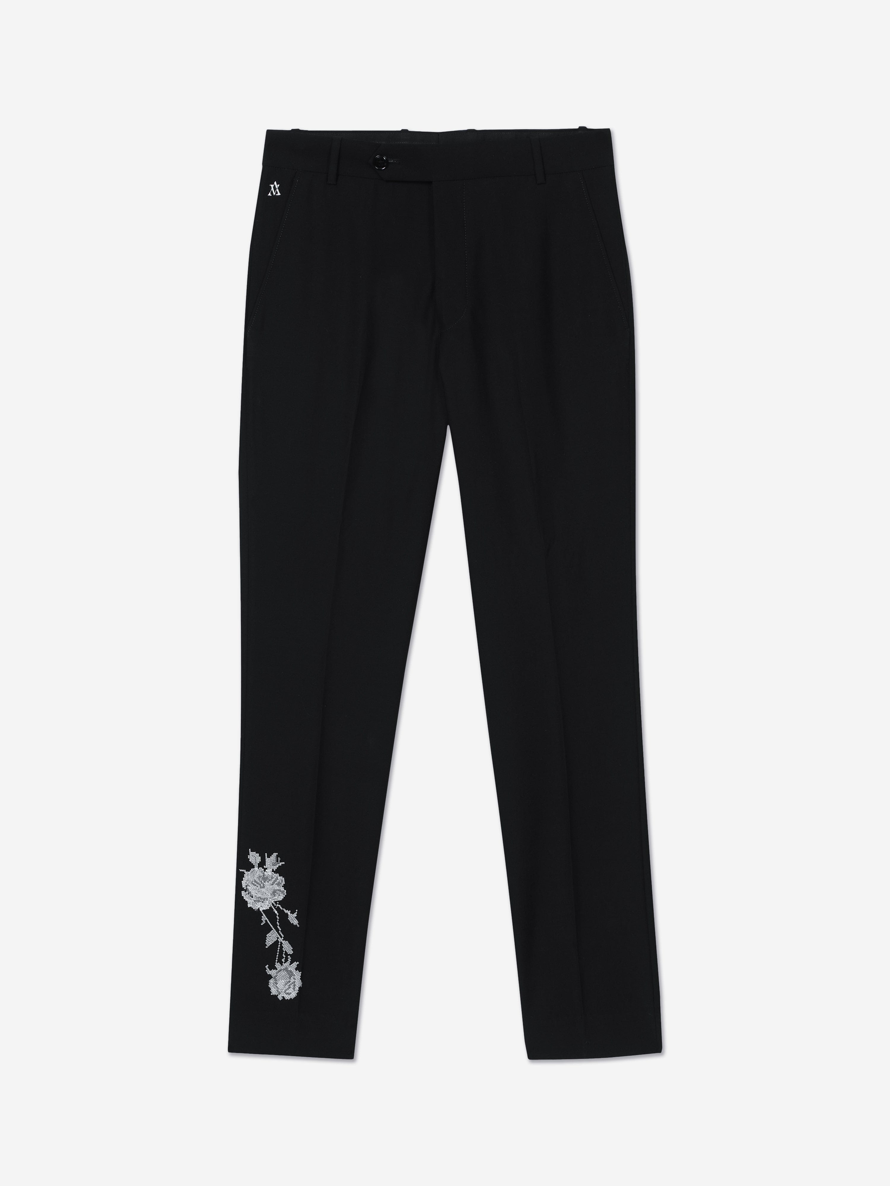 Maison Ava Boys Floral Lucien Trousers in Black Outlet Best Sale