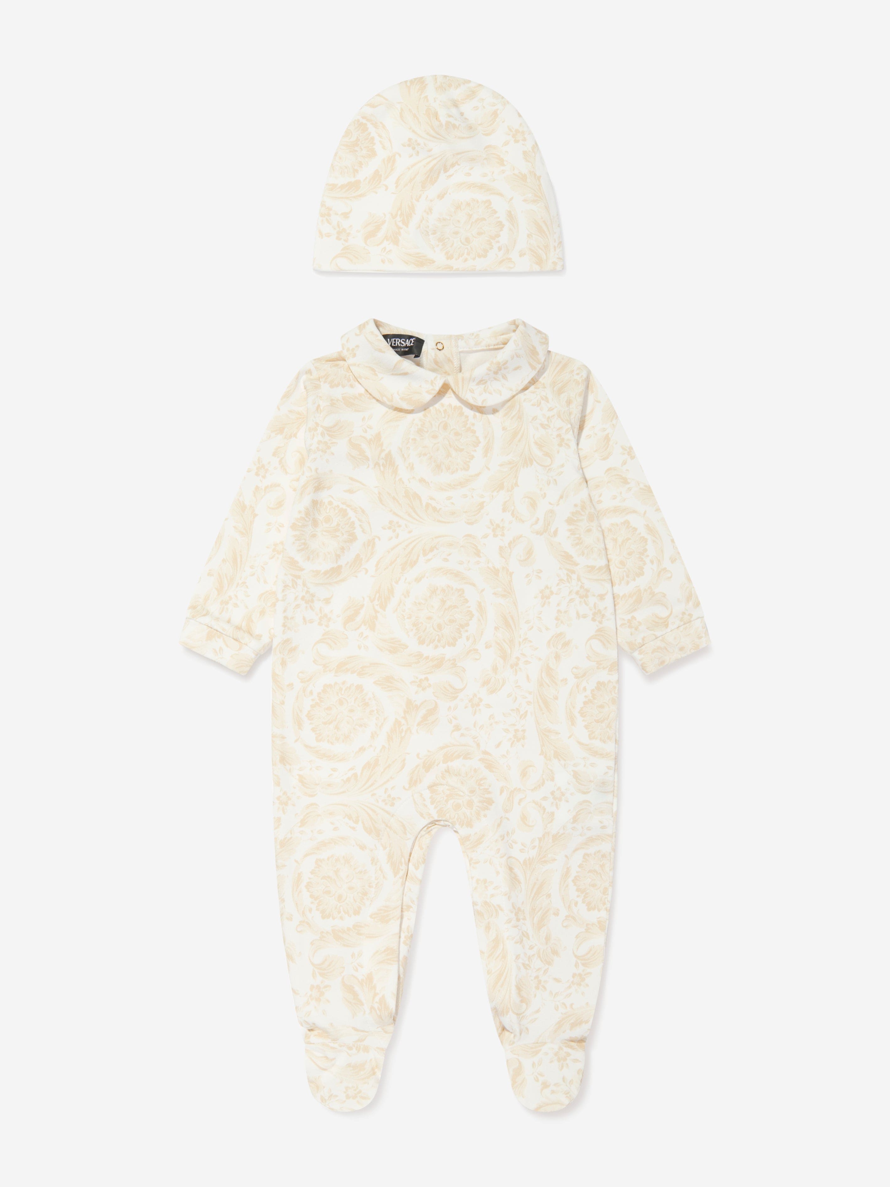 Versace Baby Barocco Babygrow Gift Set in Beige Buy Cheap Authentic