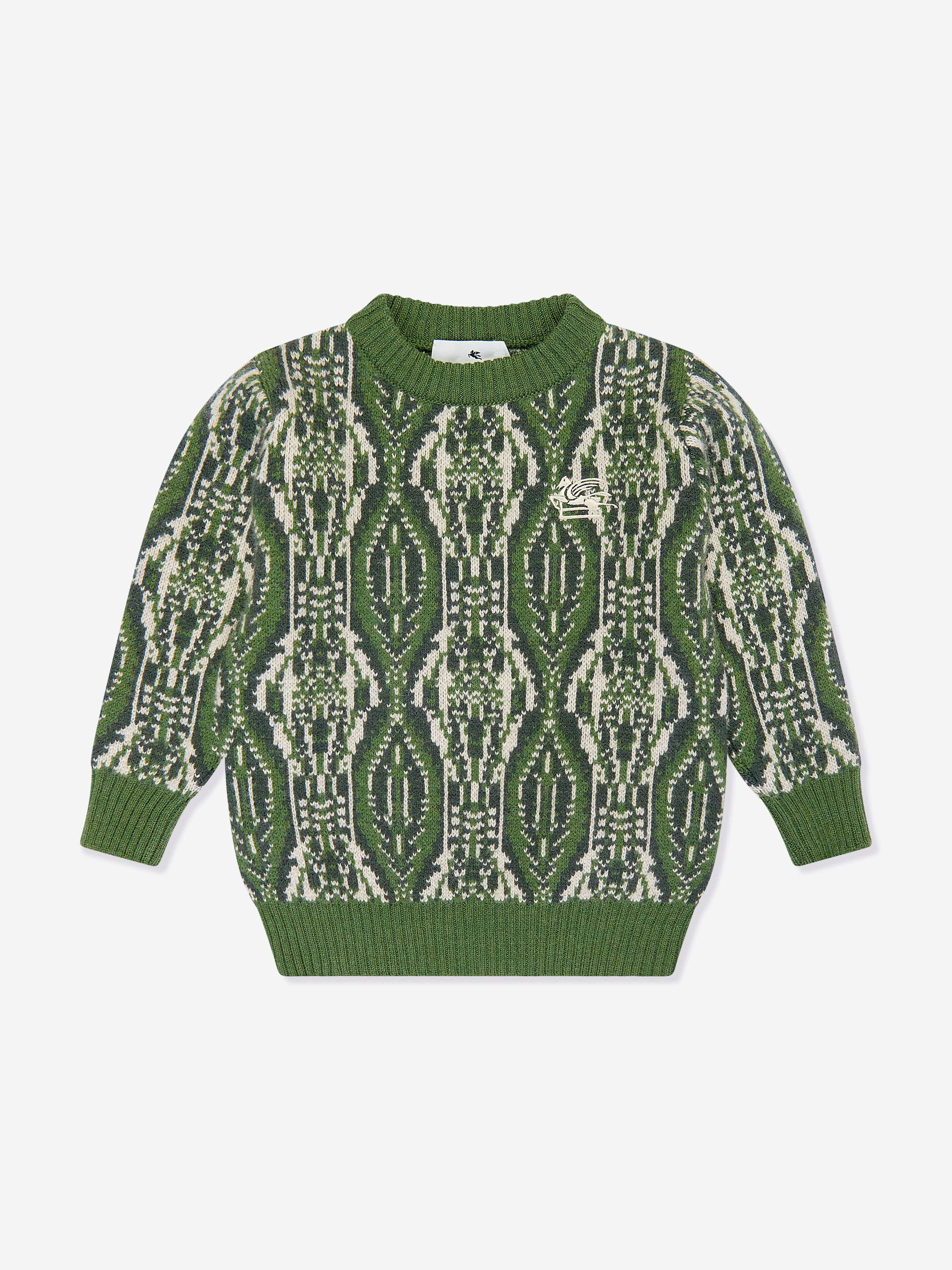 Etro Boys Wool Knitted Jumper in Green Outlet 2025