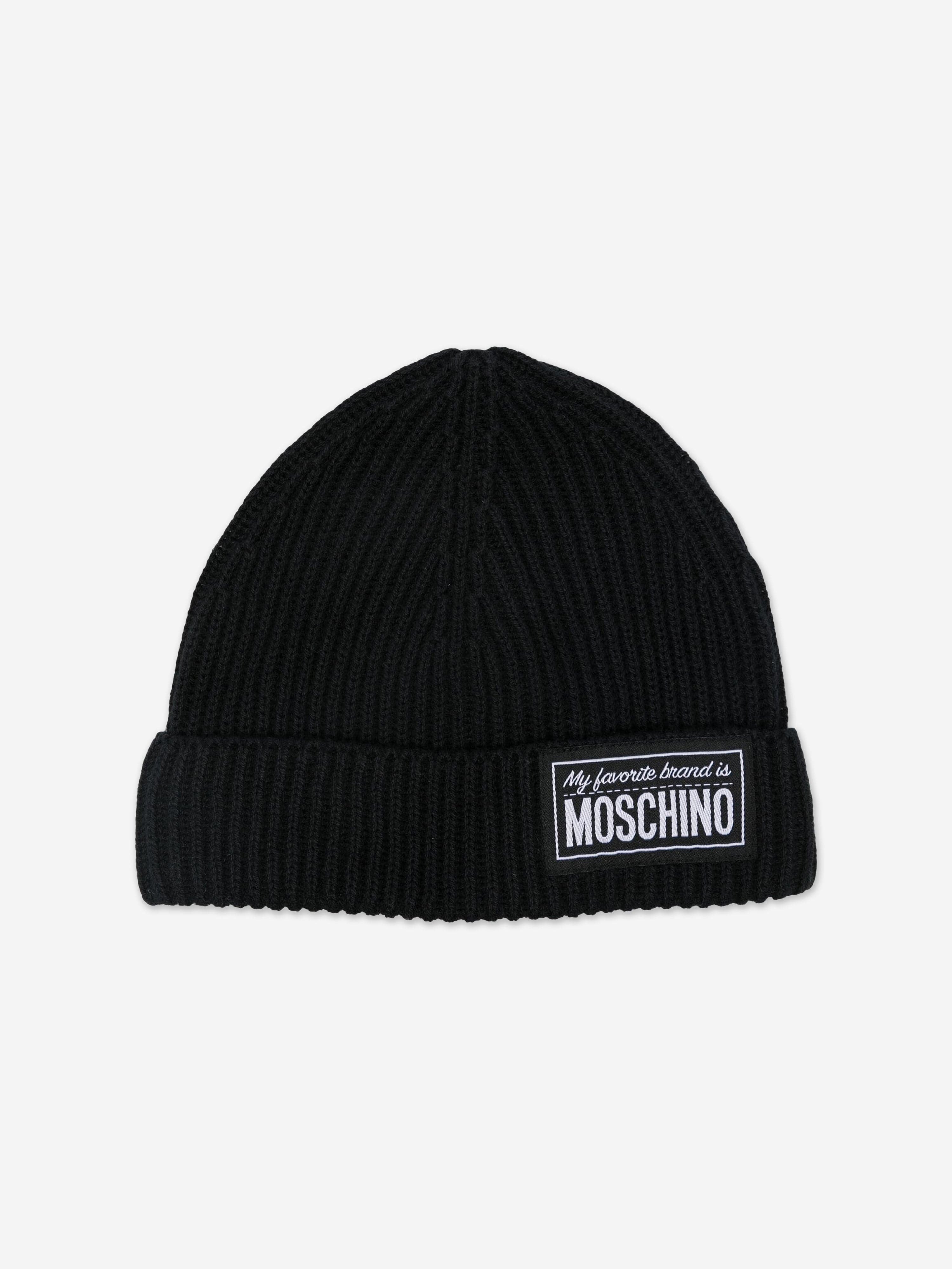 Moschino Kids Knitted Logo Beanie Hat in Black Wide Range Of Online