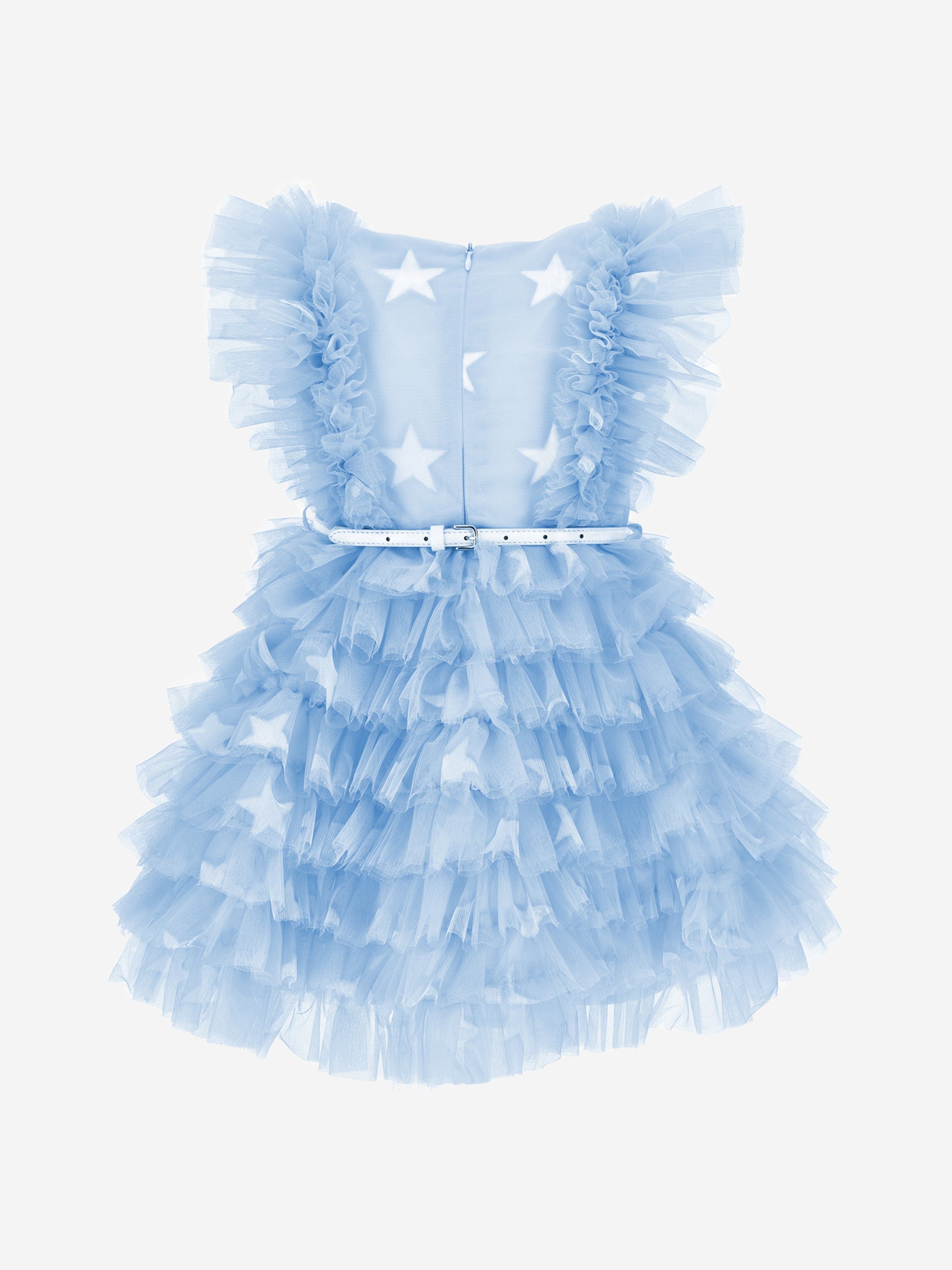 Monnalisa Girls Tulle Star Dress in Blue Where To Buy Low Pice