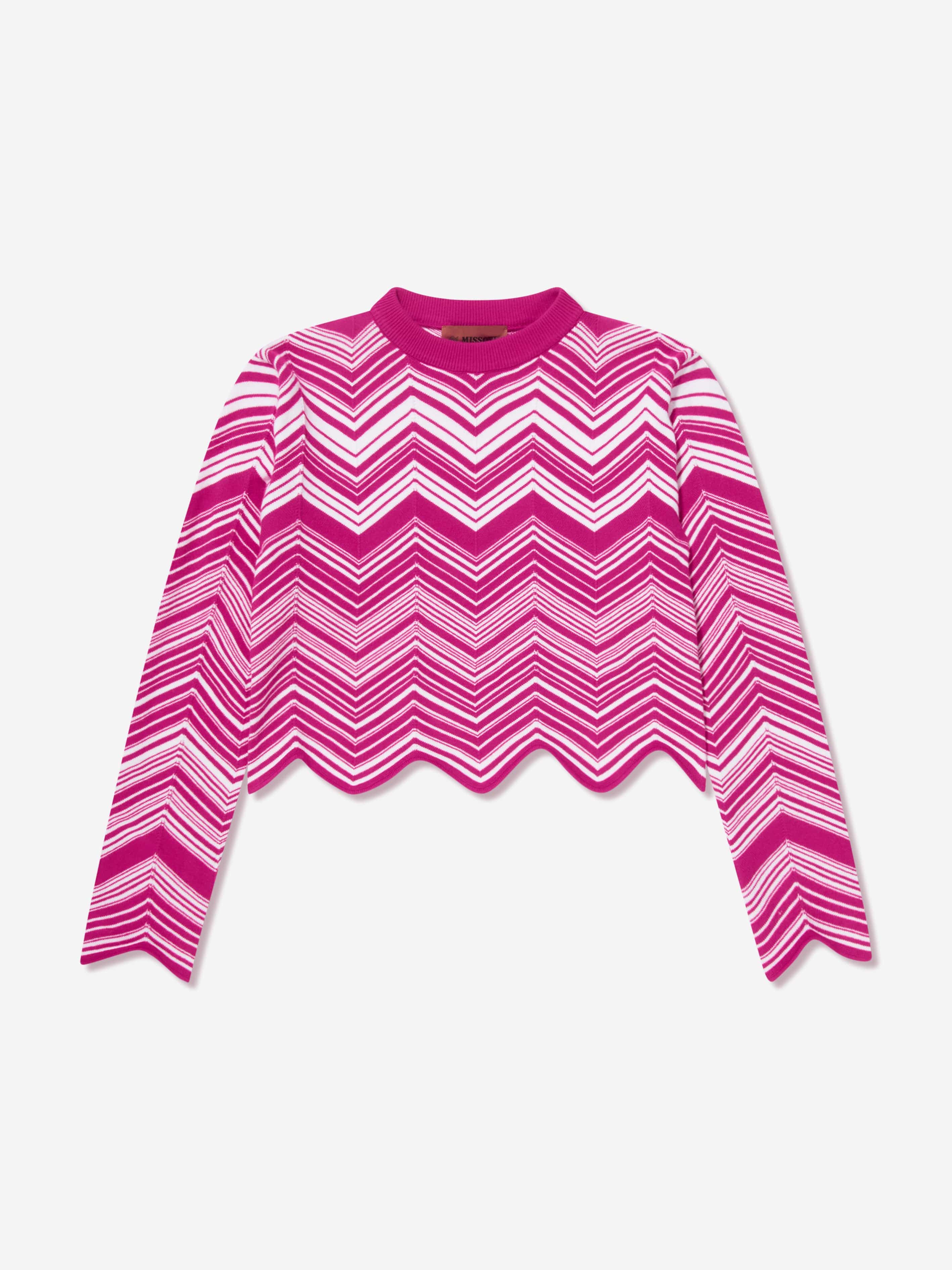 Missoni Girls Zigzag Knitted Jumper in Pink Clearance Amazon
