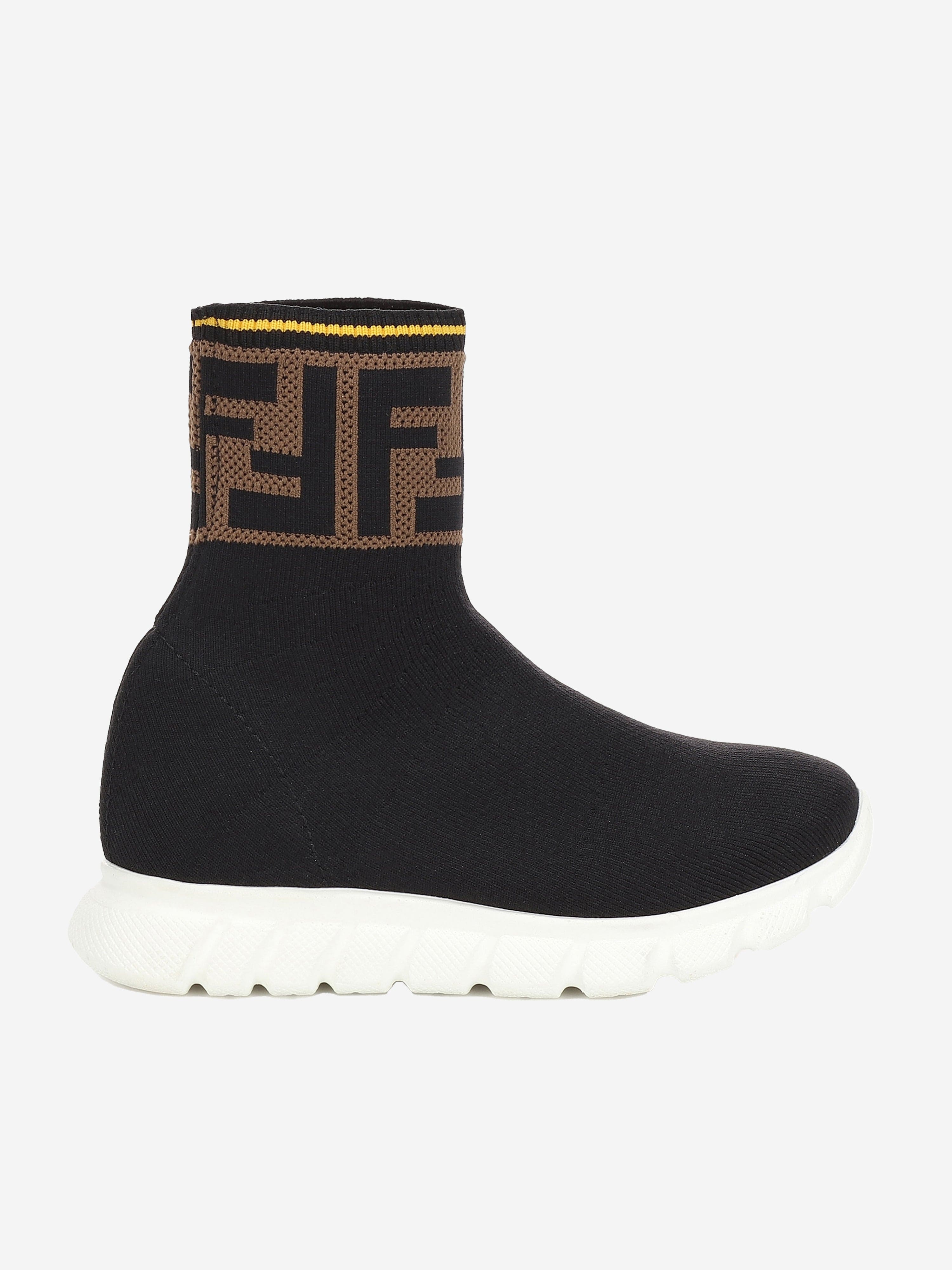 Fendi Kids FF Logo Sock Trainers Outlet Discount Sale