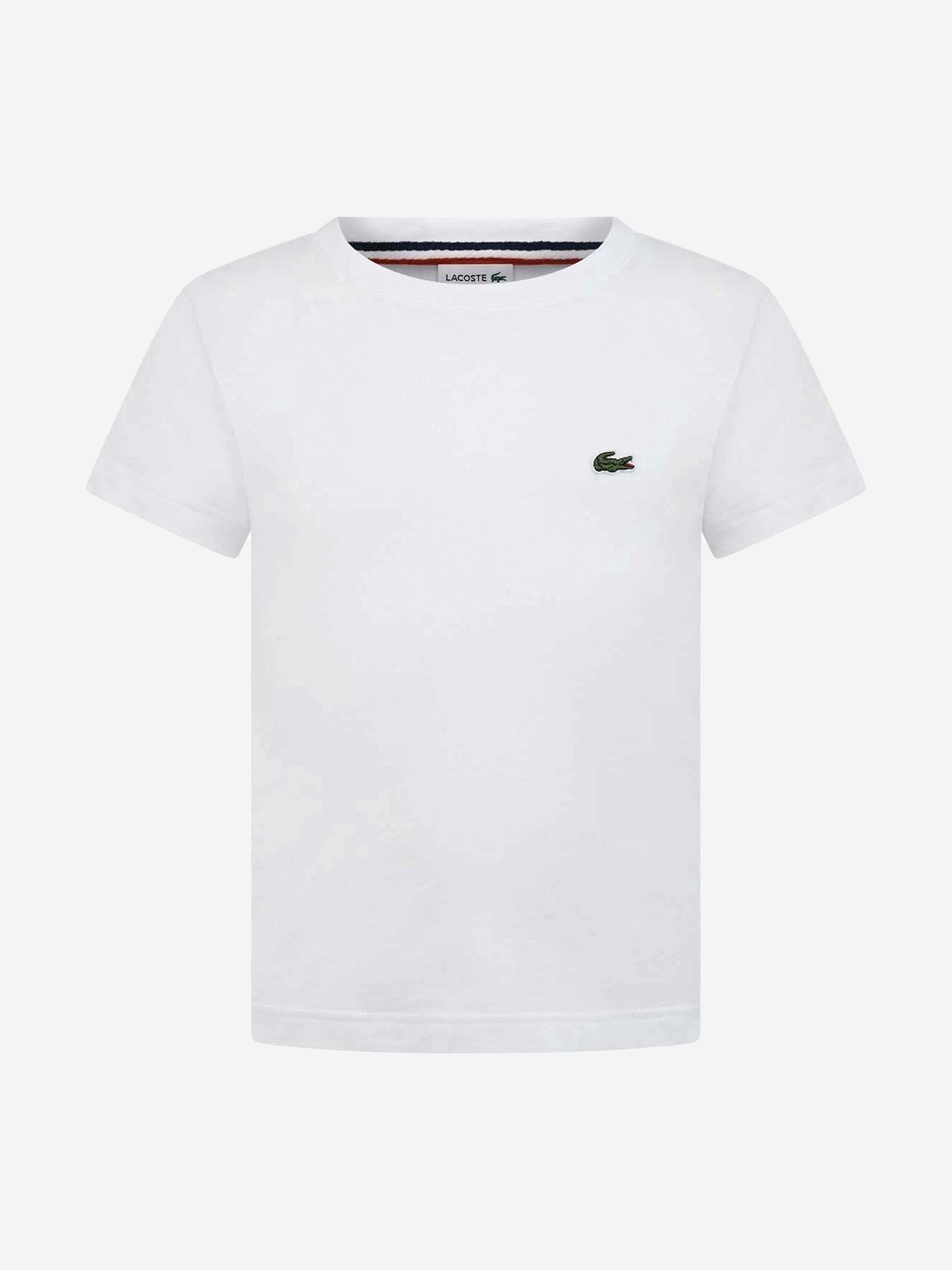 Lacoste Boys Logo T-Shirt in White Sale With Credit Card