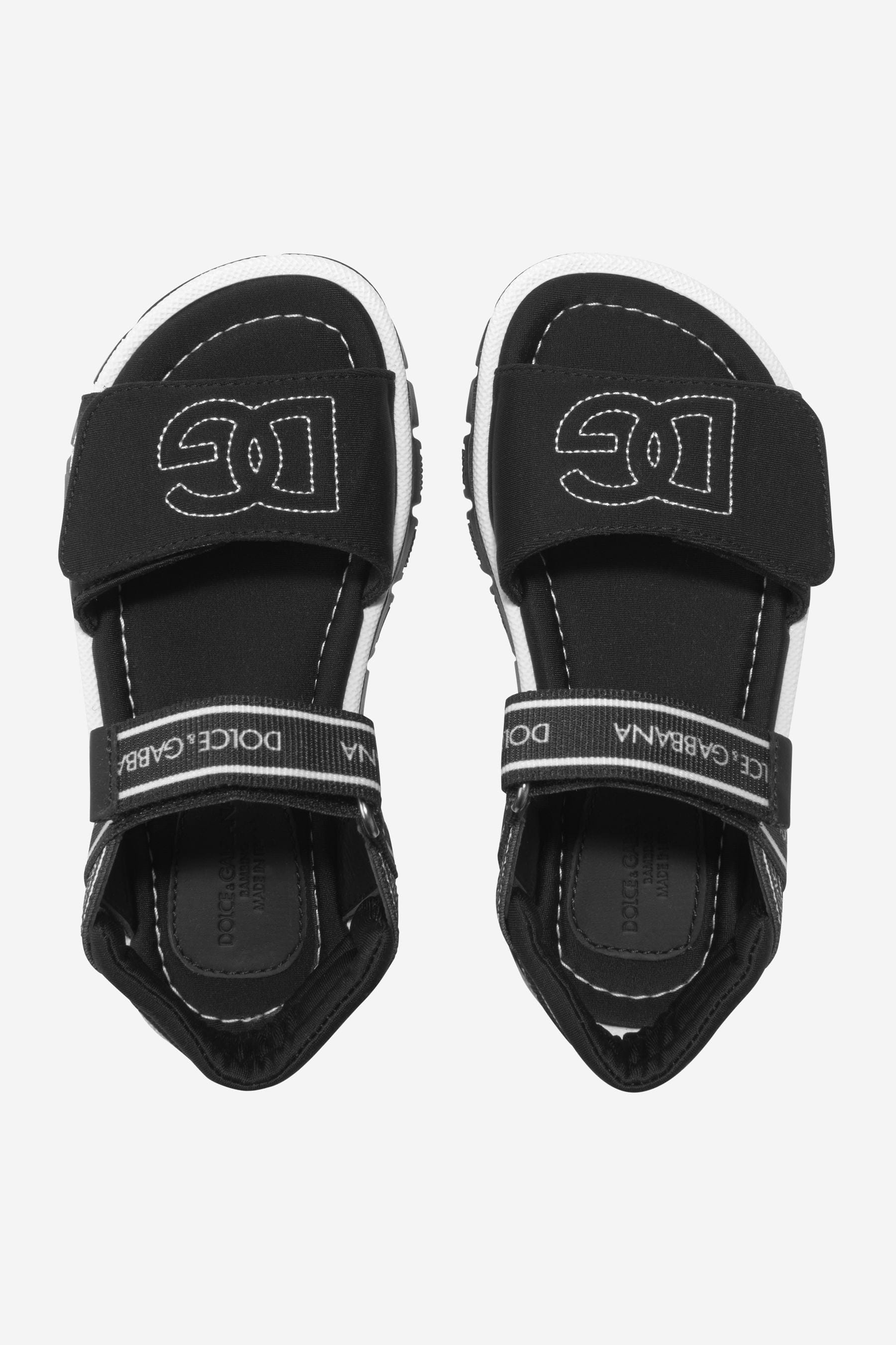 Dolce & Gabbana Boys Logo Strap Sandals in Black Cheap Sale How Much
