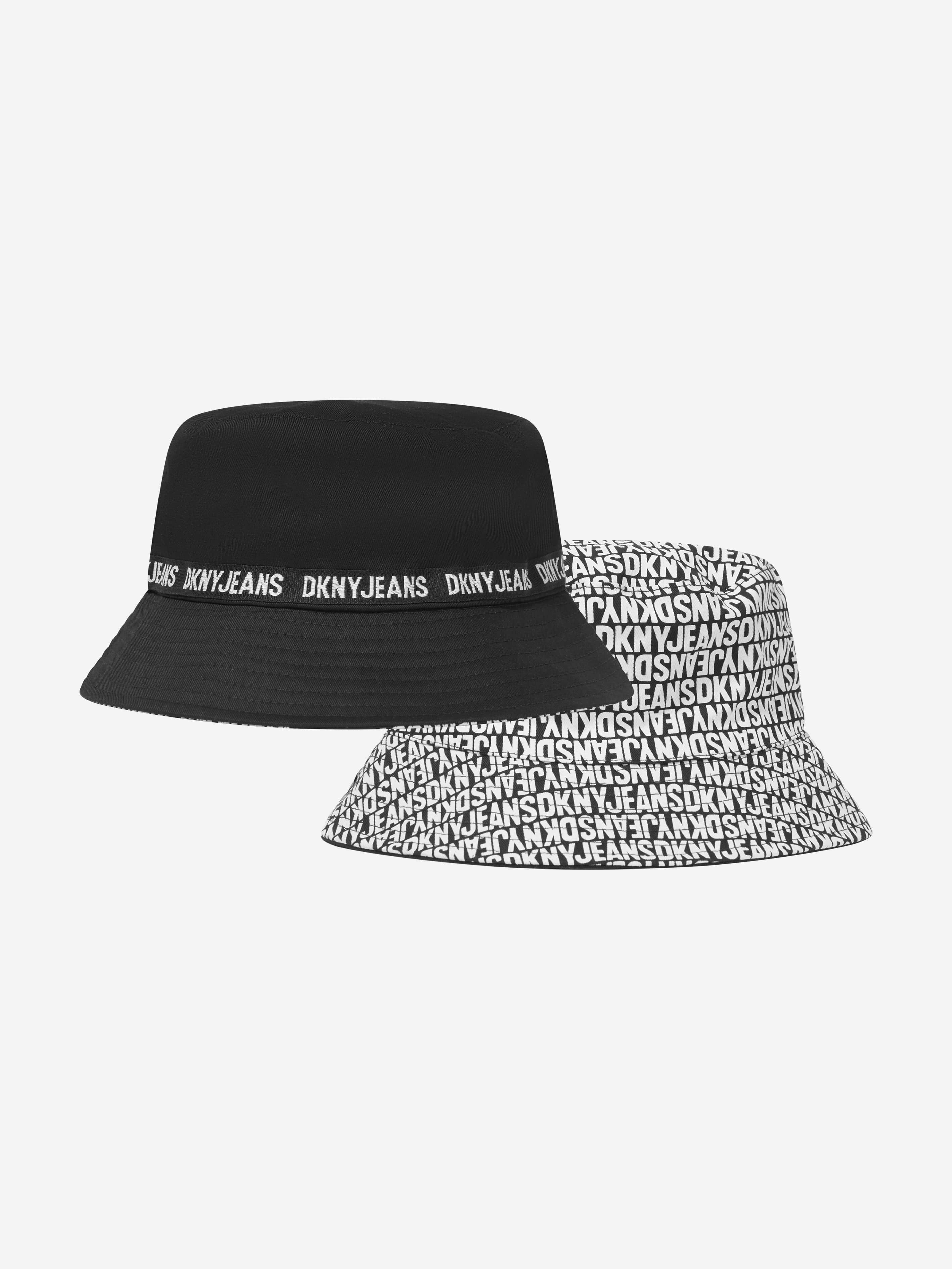 DKNY Kids Logo Bucket Hat in Black For Nice Cheap Price